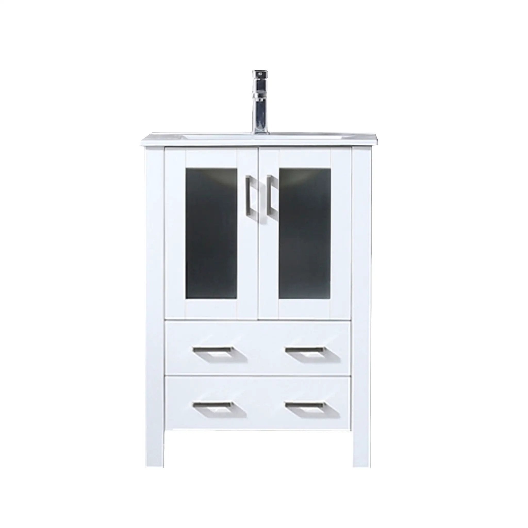 Lexora Volez 24 in W x 18.25 in D Bath Vanity with White Ceramic Top and Faucet Set by Lexora