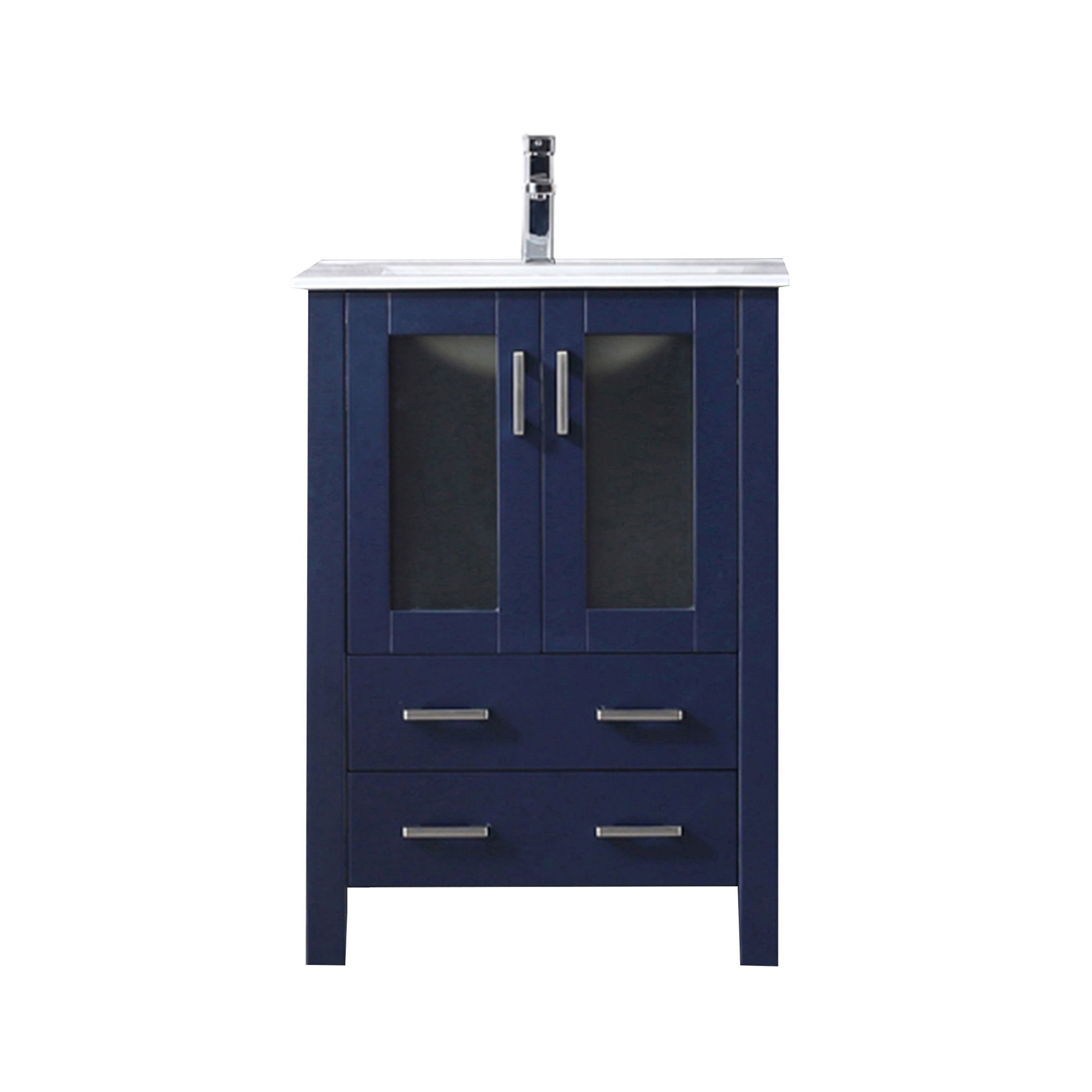 Lexora Volez 24 in W x 18.25 in D Bath Vanity with White Ceramic Top and Faucet Set