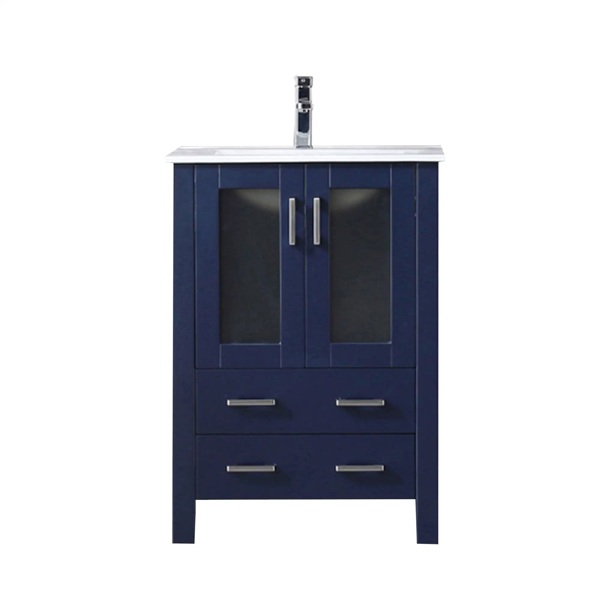 Lexora Volez 24 in W x 18.25 in D Bath Vanity with White Ceramic Top and Faucet Set by Lexora
