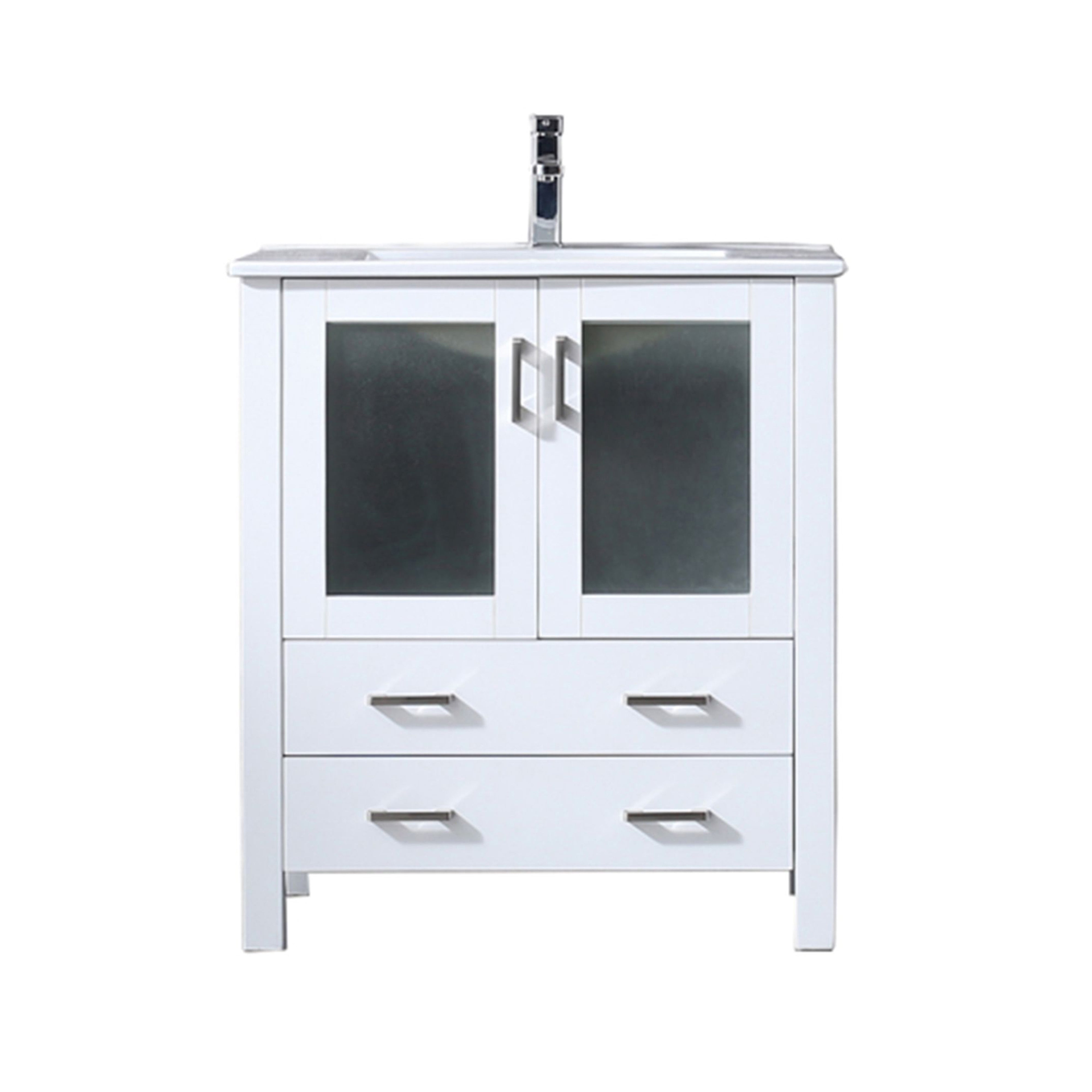 Lexora Volez 30 in W x 18.25 in D Bath Vanity with White Ceramic Top and Faucet Set