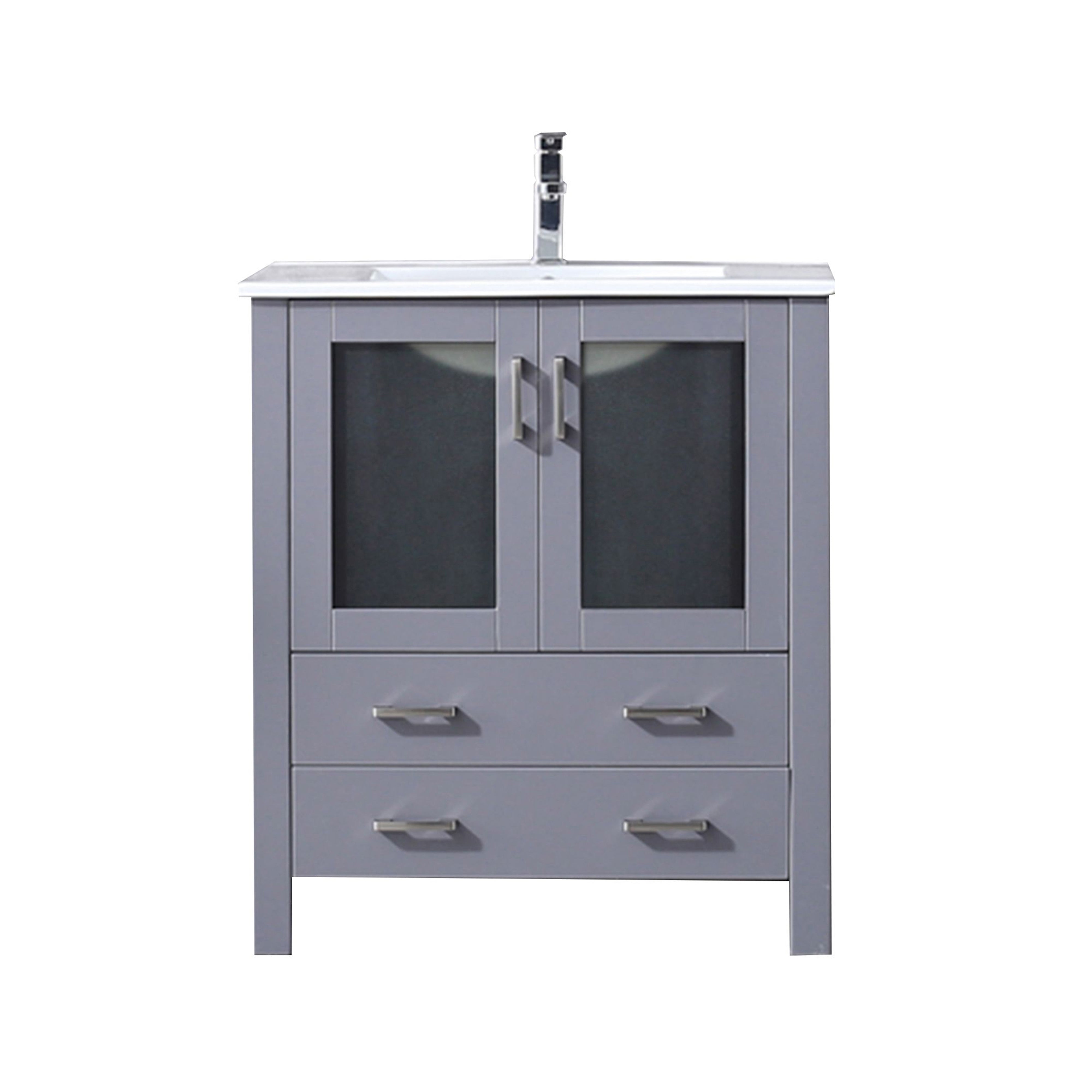 Lexora Volez 30 in W x 18.25 in D Bath Vanity with White Ceramic Top and Faucet Set