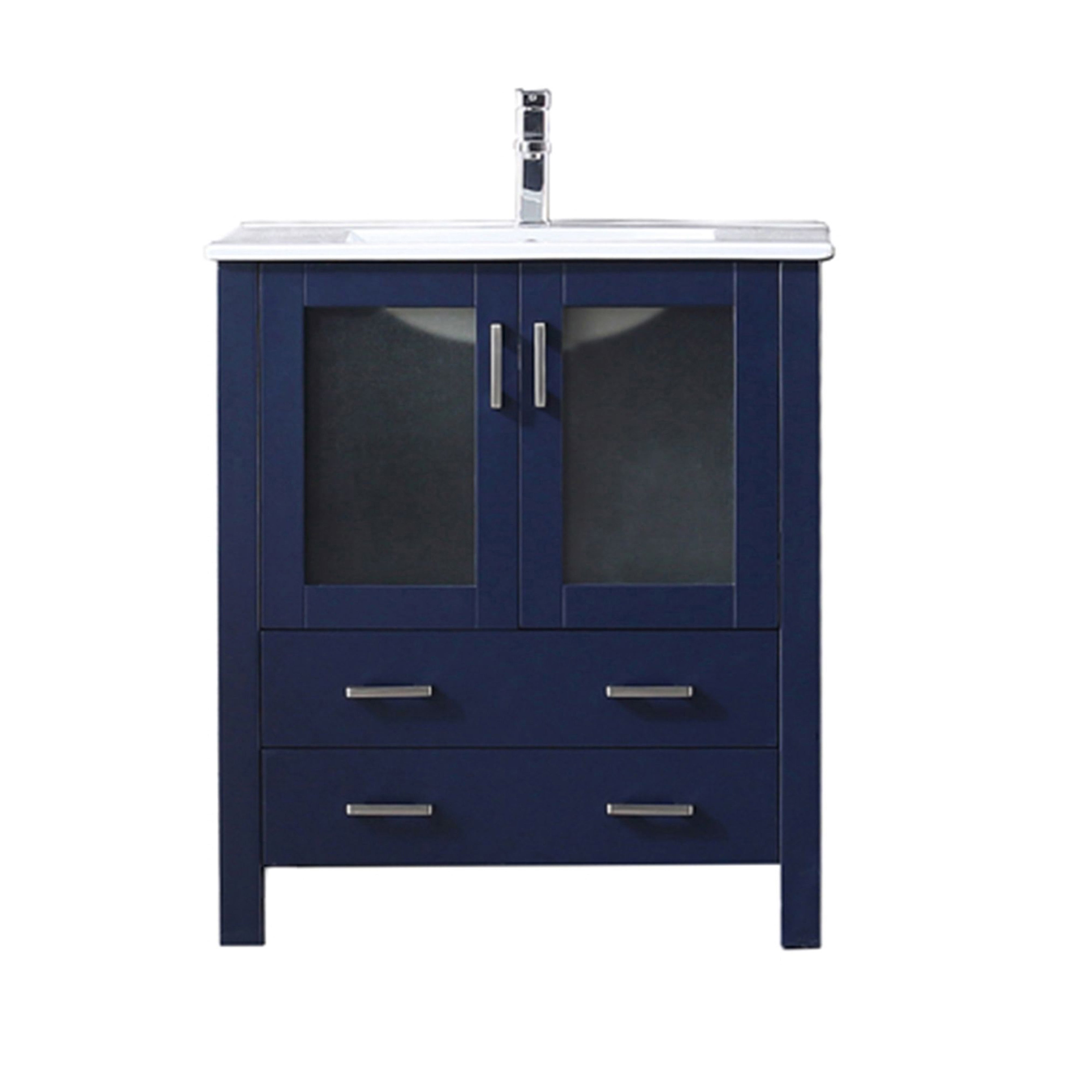 Lexora Volez 30 in W x 18.25 in D Bath Vanity with White Ceramic Top and Faucet Set