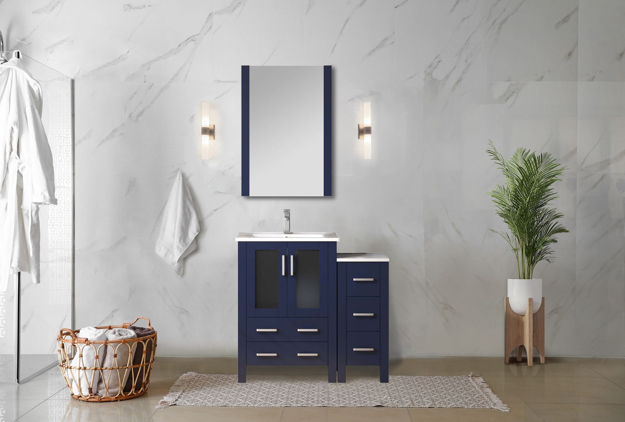 navy blue vanity