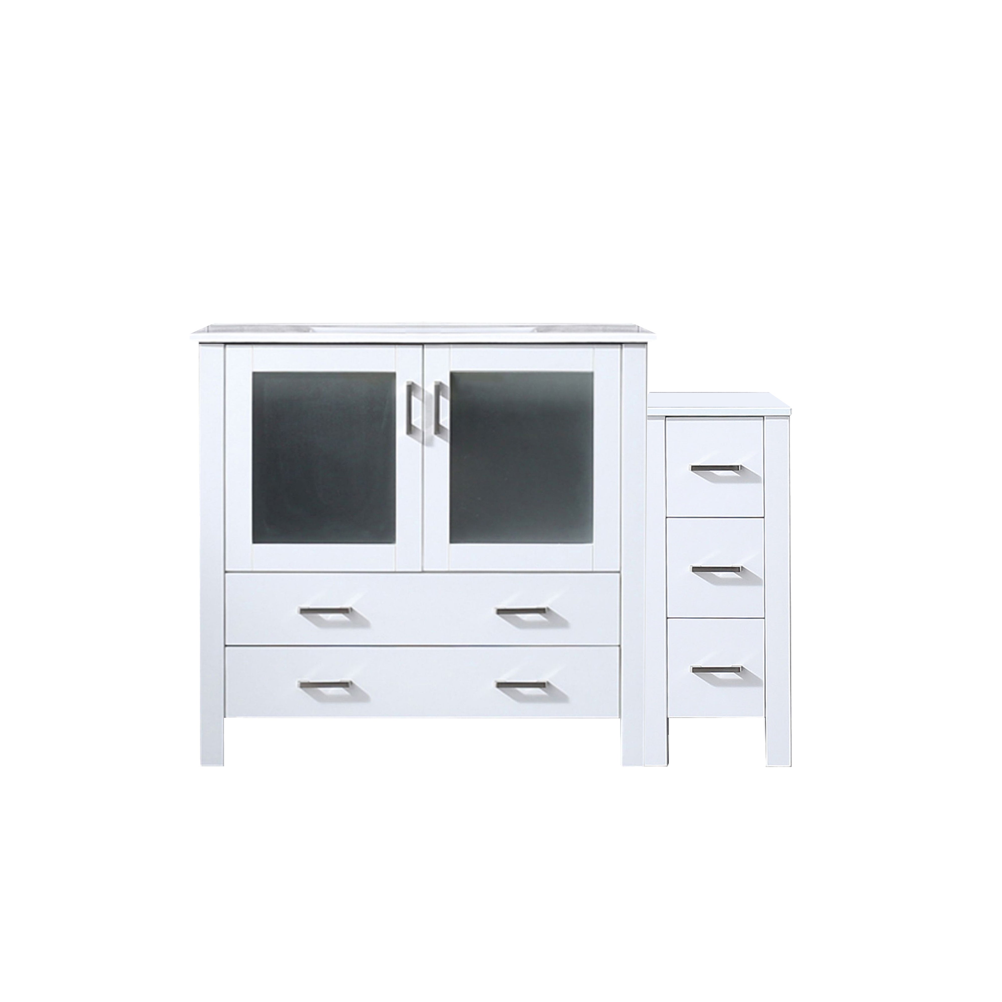 Lexora Volez 48 in W x 18.25 in D Single Bath Vanity with Side Cabinet and White Ceramic Top