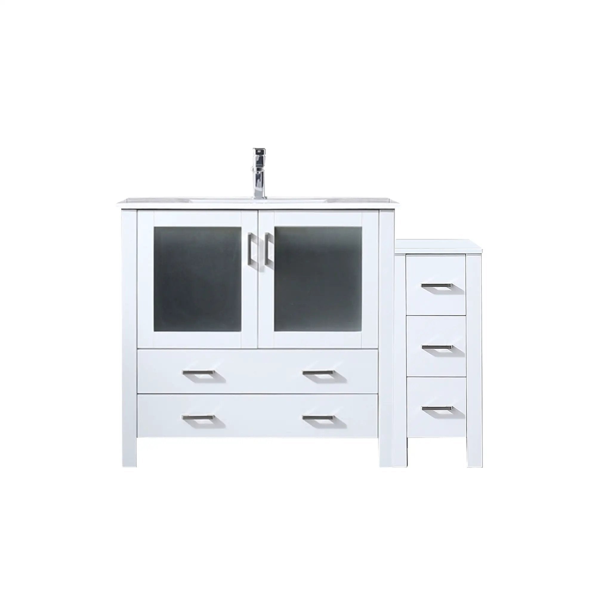 Lexora Volez 48 in W x 18.25 in D Single Bath Vanity with Side Cabinet and White Ceramic Top by Lexora