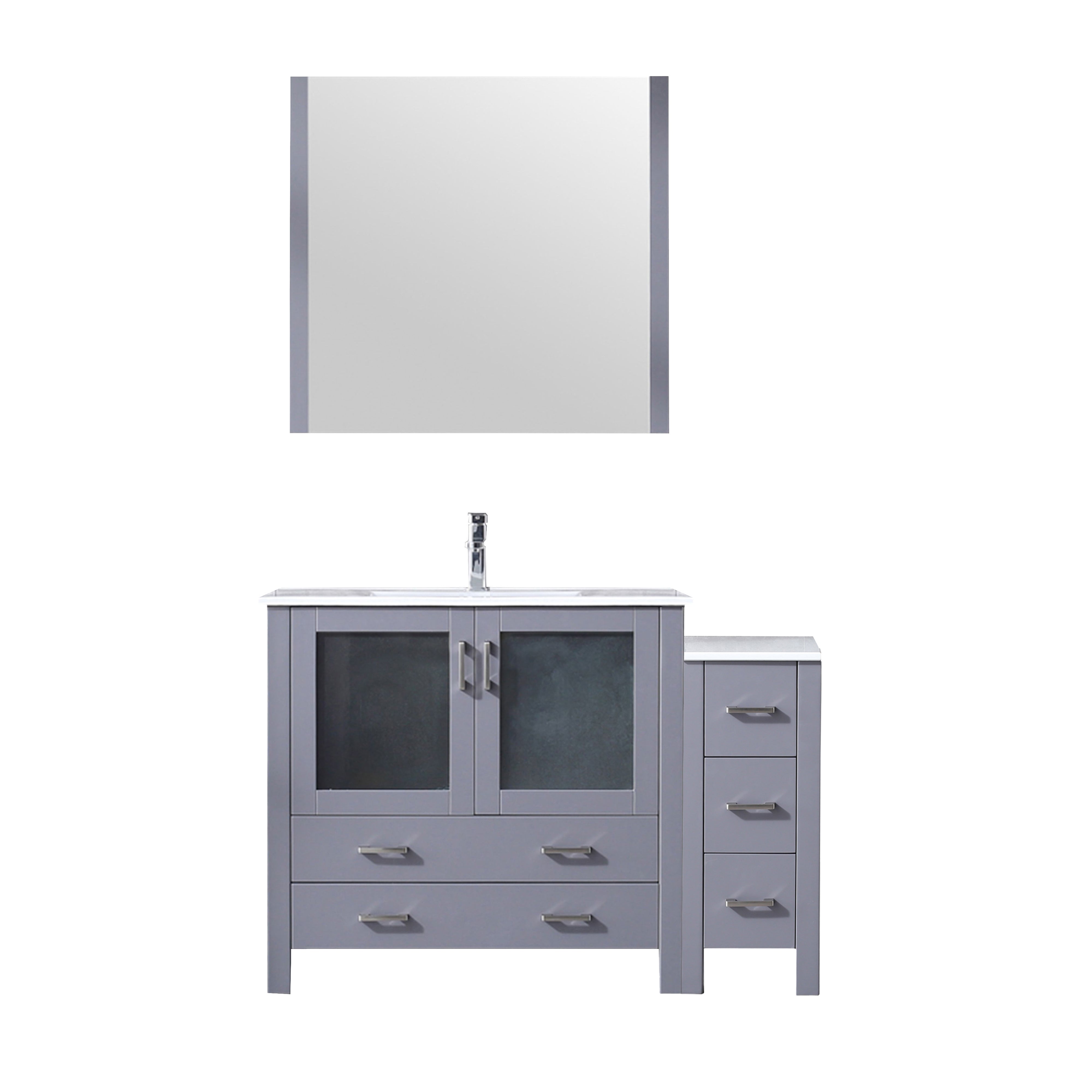 Lexora Volez 48 in W x 18.25 in D Single Bath Vanity with Side Cabinet and White Ceramic Top