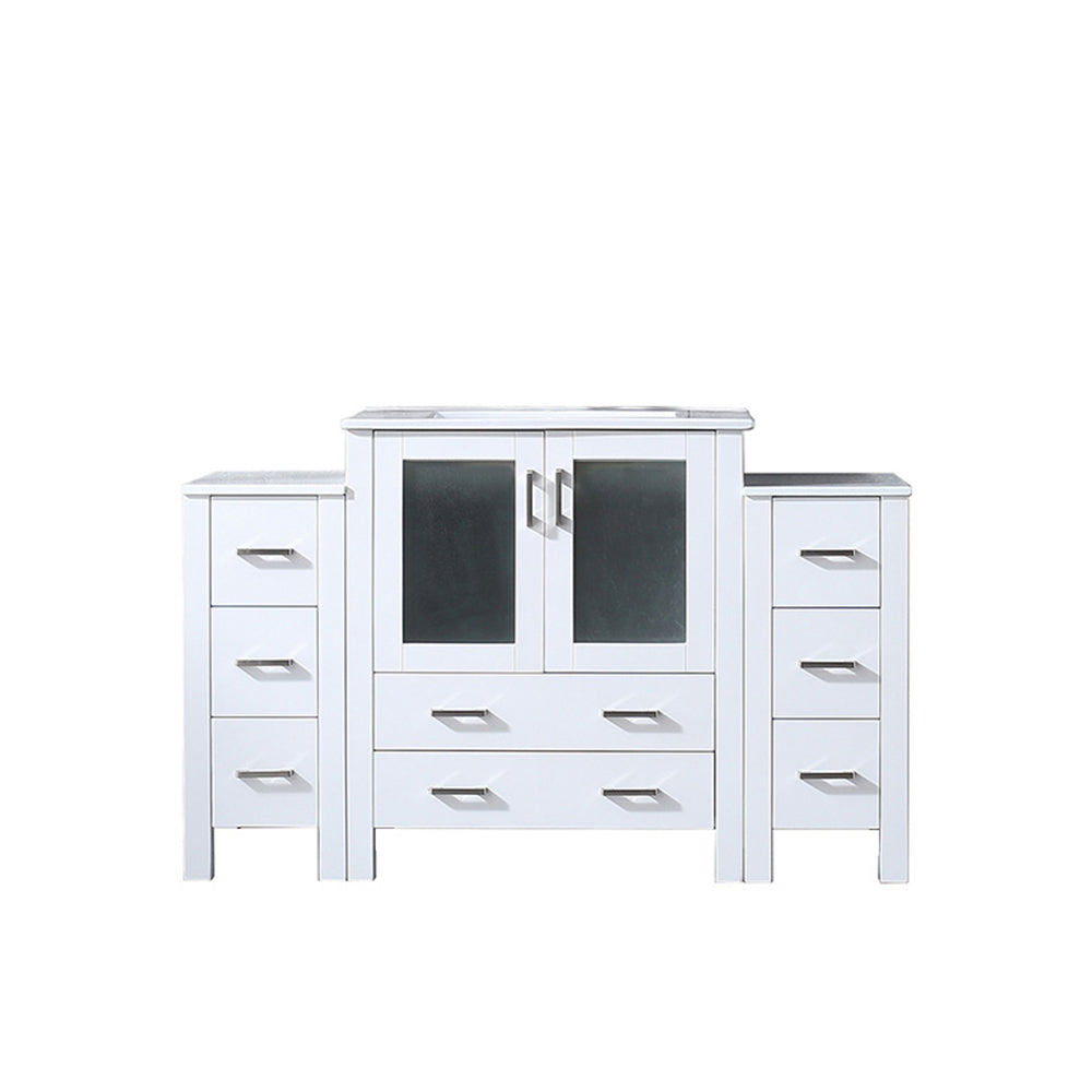 Lexora Volez 54 in W x 18.25 in D Single Bath Vanity with Side Cabinets and White Ceramic Top