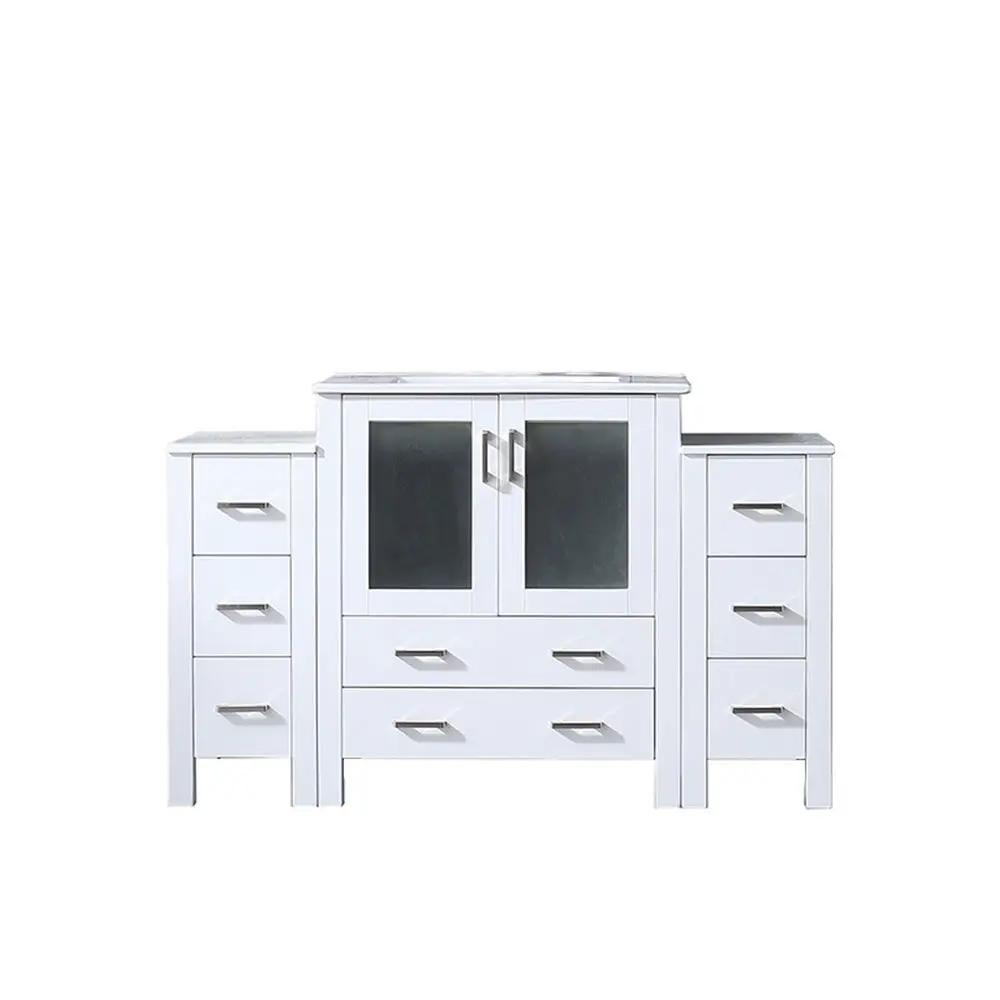 Lexora Volez 54 in W x 18.25 in D Single Bath Vanity with Side Cabinets and White Ceramic Top by Lexora