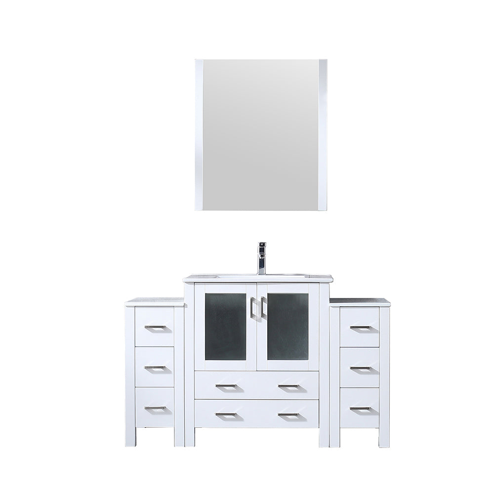 Lexora Volez 54 in W x 18.25 in D Single Bath Vanity with Side Cabinets and White Ceramic Top