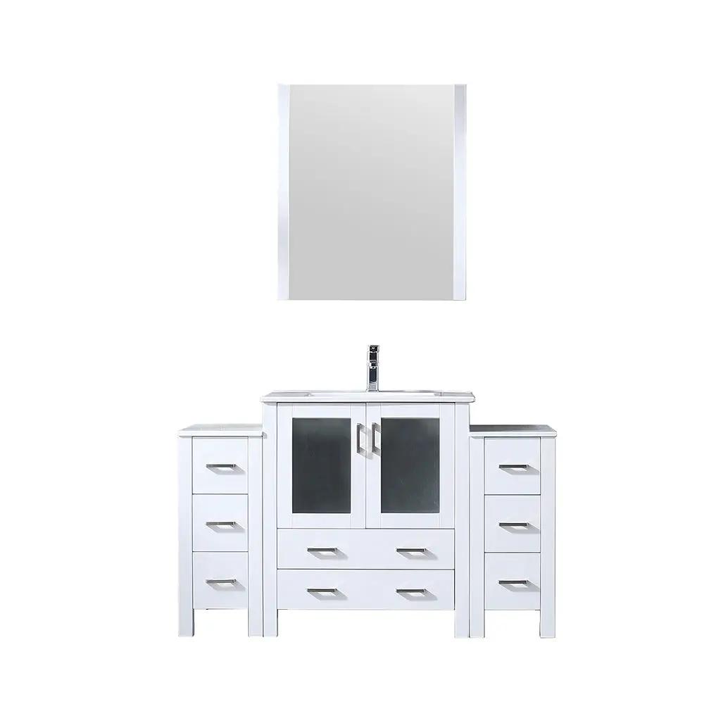 Lexora Volez 54 in W x 18.25 in D Single Bath Vanity with Side Cabinets and White Ceramic Top by Lexora