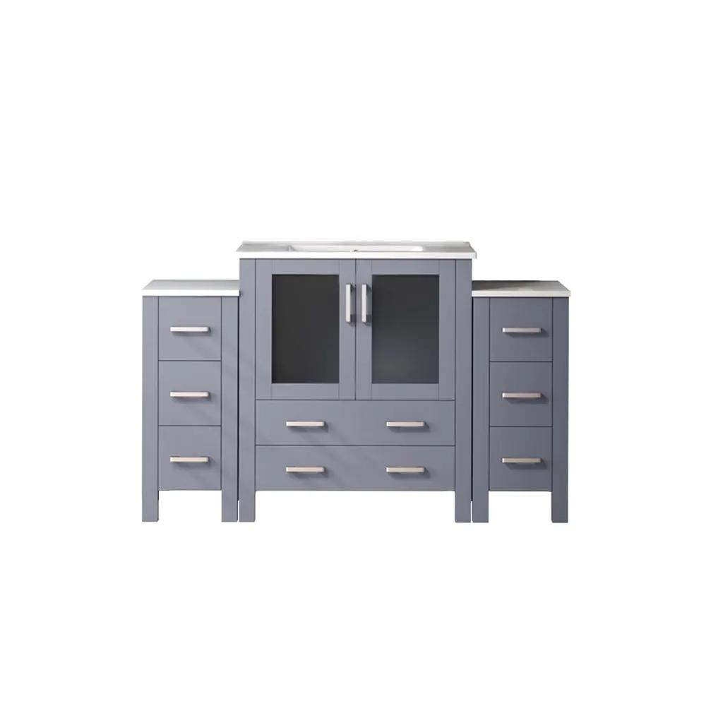 Lexora Volez 54 in W x 18.25 in D Single Bath Vanity with Side Cabinets and White Ceramic Top by Lexora