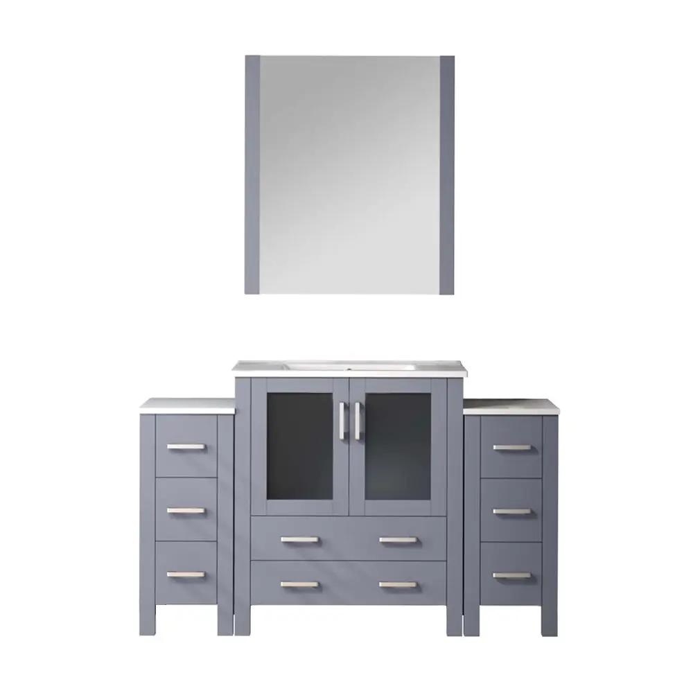 Lexora Volez 54 in W x 18.25 in D Single Bath Vanity with Side Cabinets and White Ceramic Top by Lexora