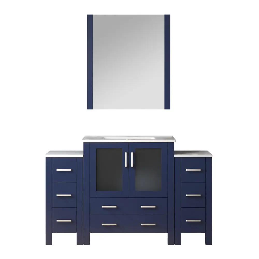 Lexora Volez 54 in W x 18.25 in D Single Bath Vanity with Side Cabinets and White Ceramic Top by Lexora