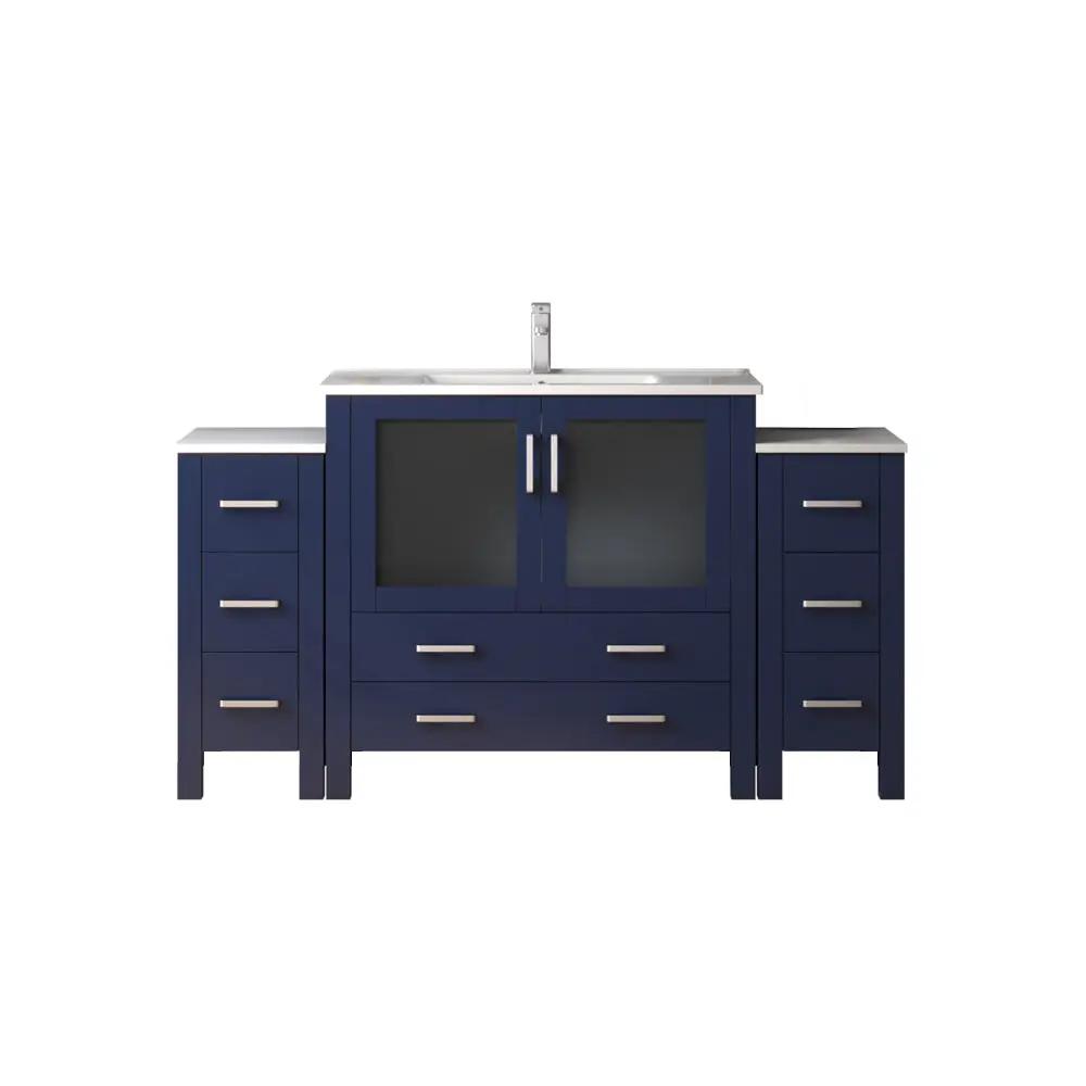 Lexora Volez 60 in W x 18.25 in D Double Bath Vanity with Side Cabinet and White Ceramic Top by Lexora