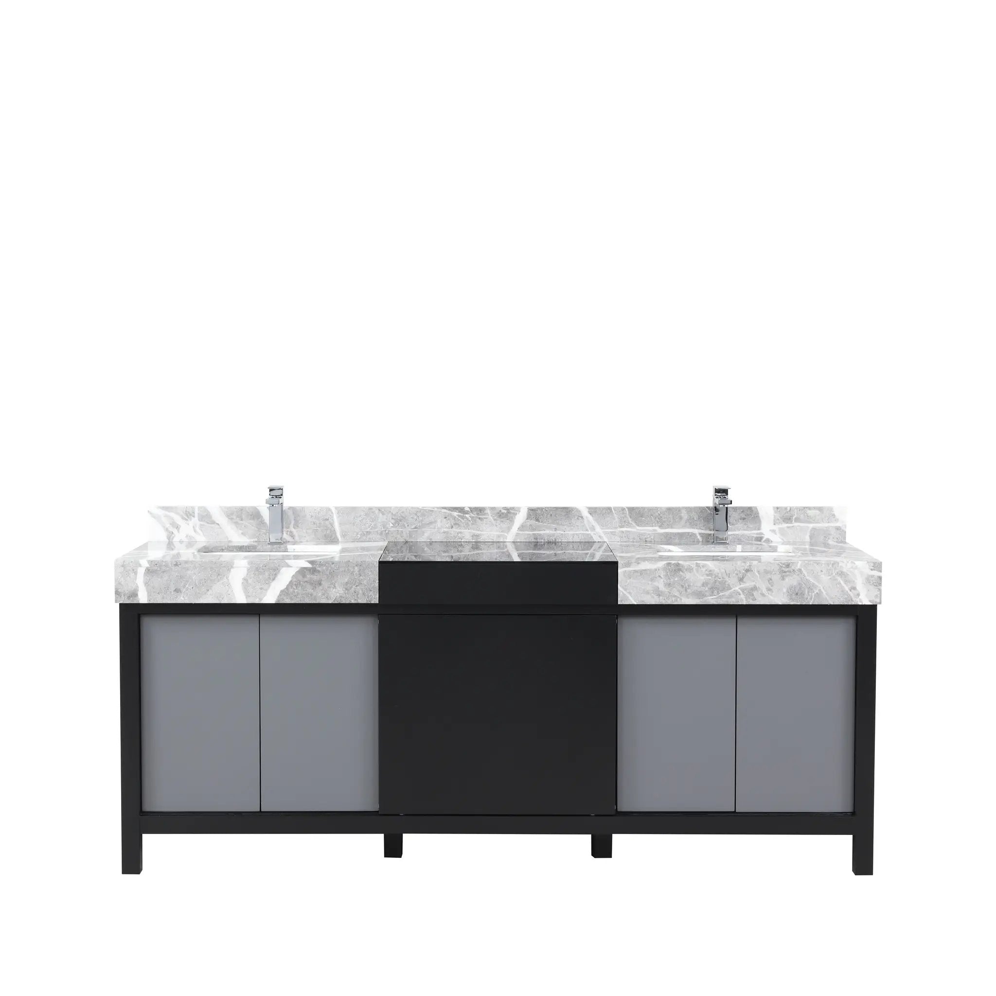 Lexora Zilara 80 in W x 22 in D Black and Grey Double Bath Vanity and Castle Grey Marble Top by Lexora