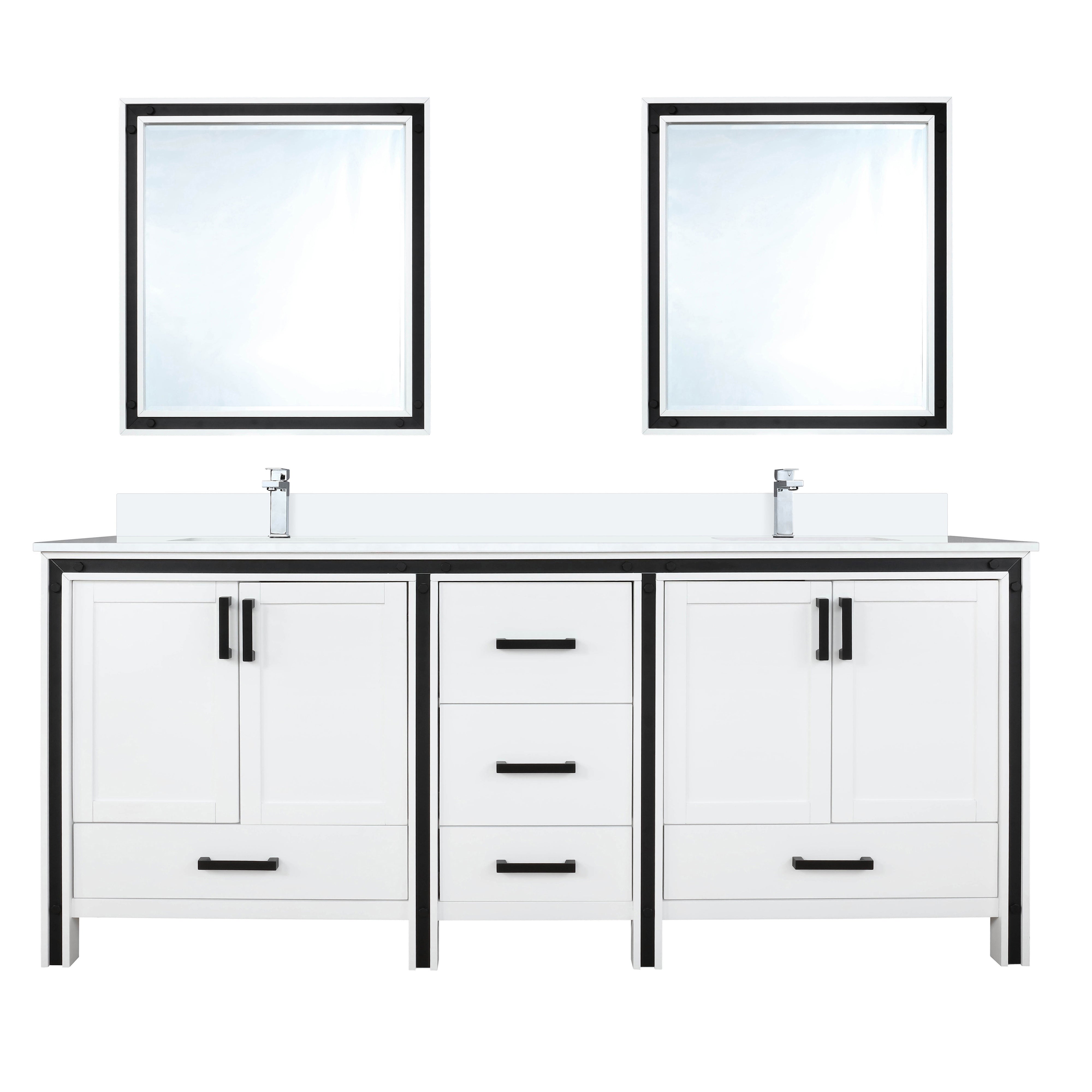 Lexora Ziva 72 in W x 22 in D Double Bath Vanity
