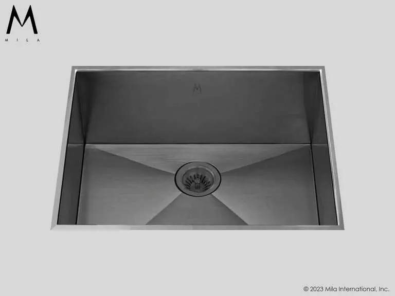 MILA PROFILE Low Profile Single Bowl Flush-Mount 24x 17.5 Kitchen Sink by Mila International