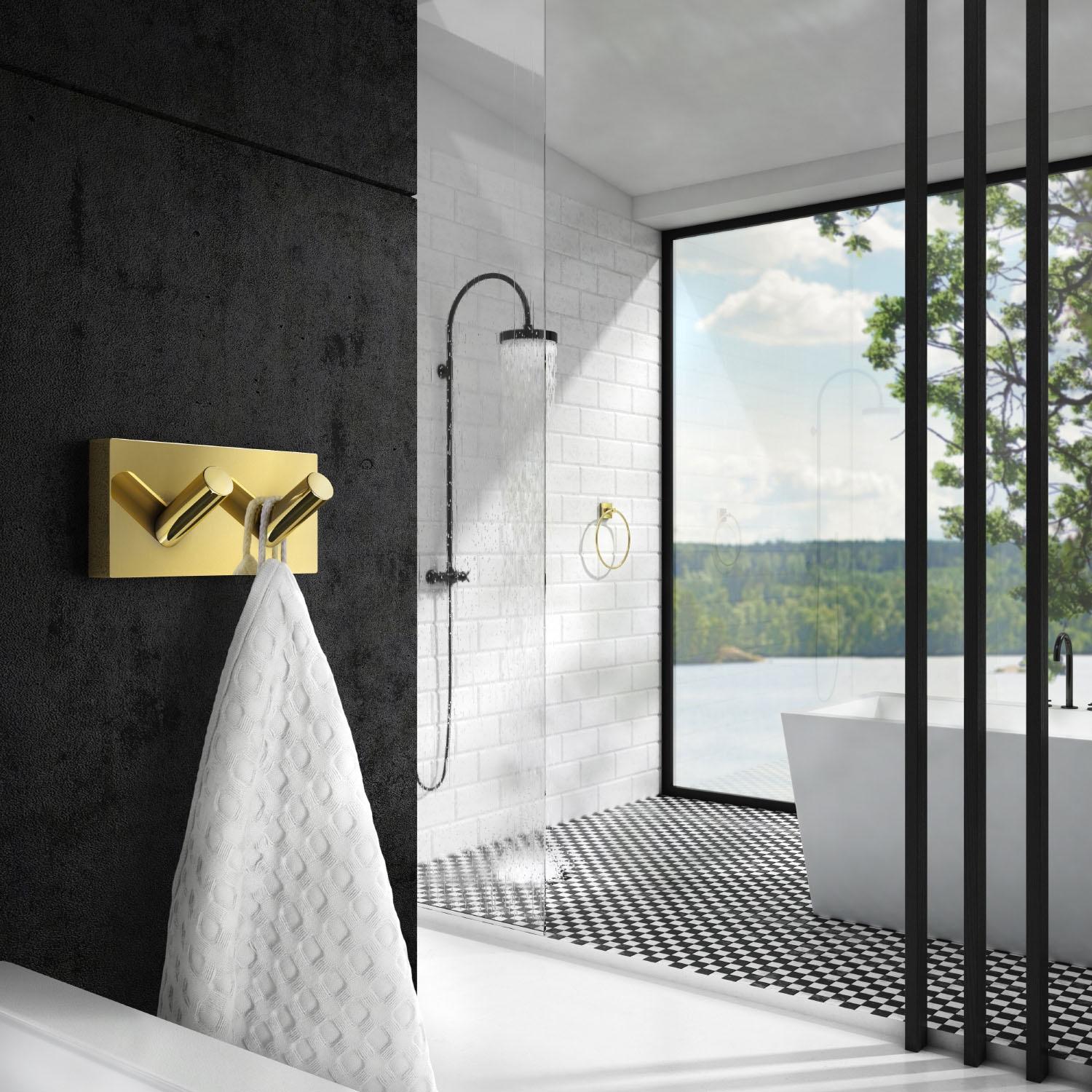 polished brass towel hook