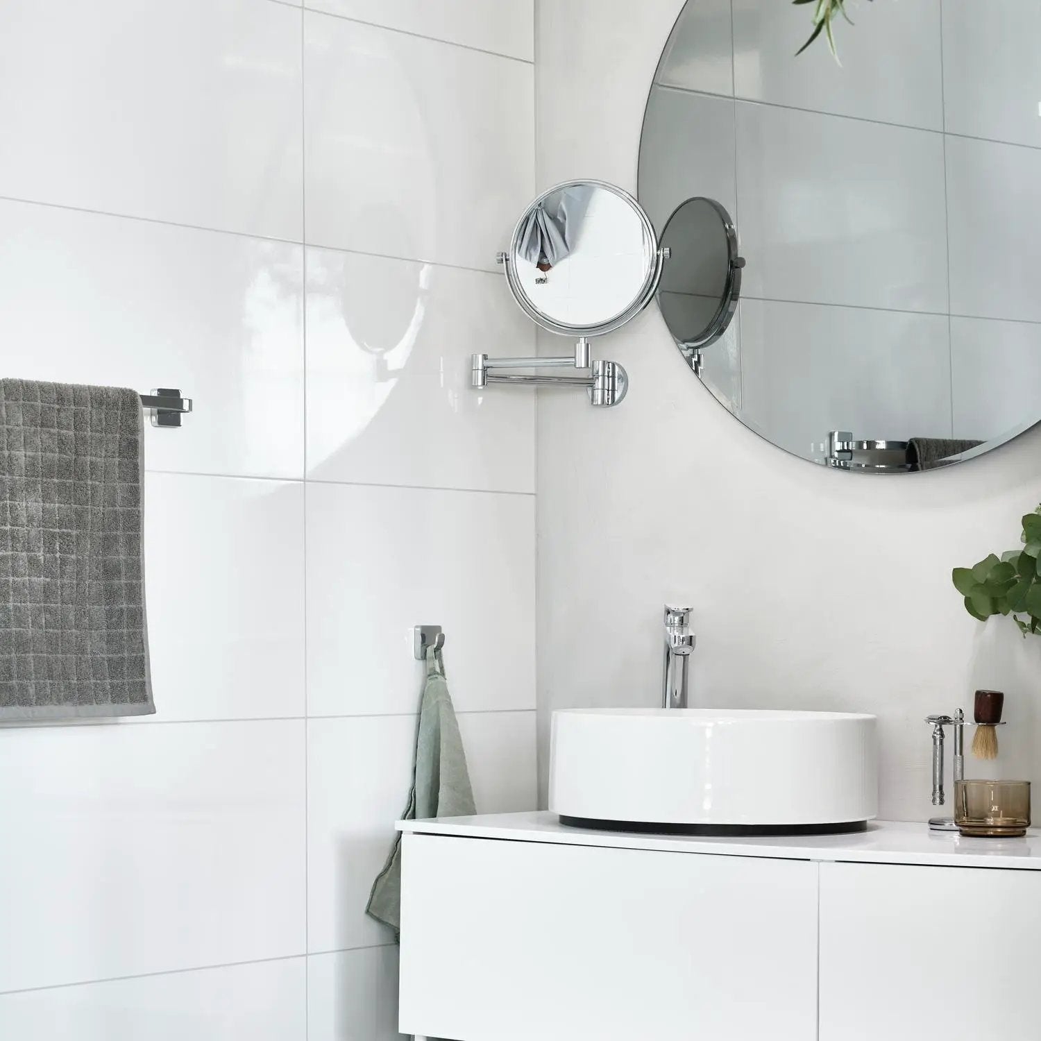 polished chrome make-up mirror