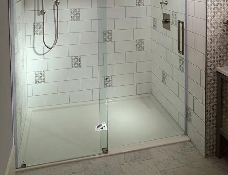 white shower base