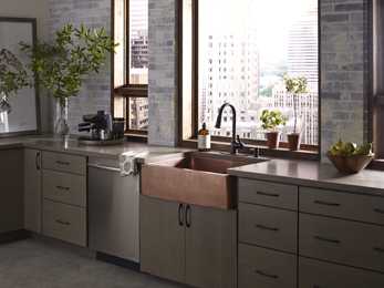 antique copper hammered sink