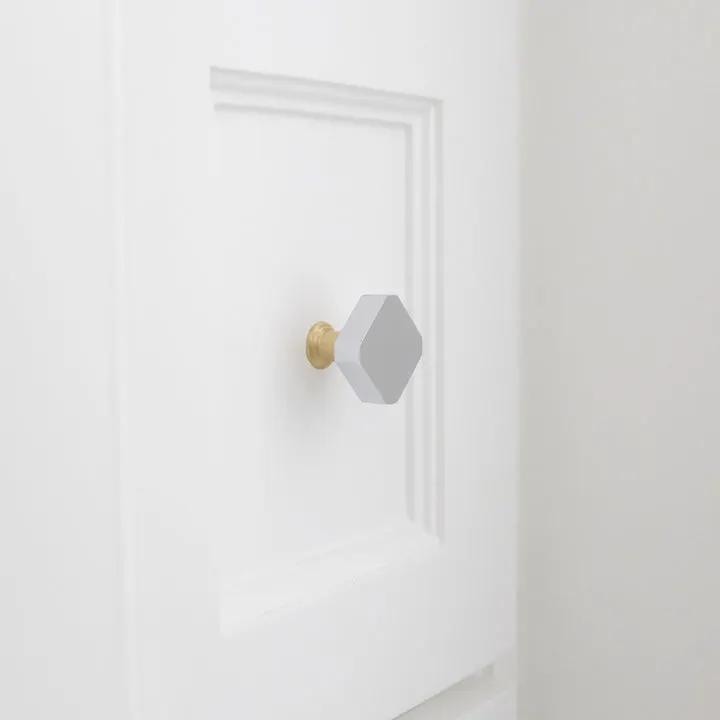 polished chrome, satin brass knob