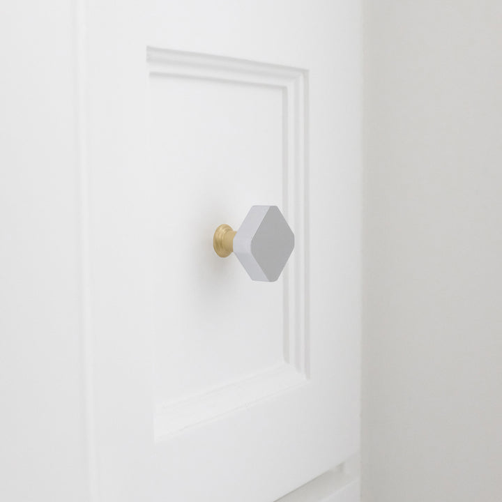 polished chrome, satin brass knob