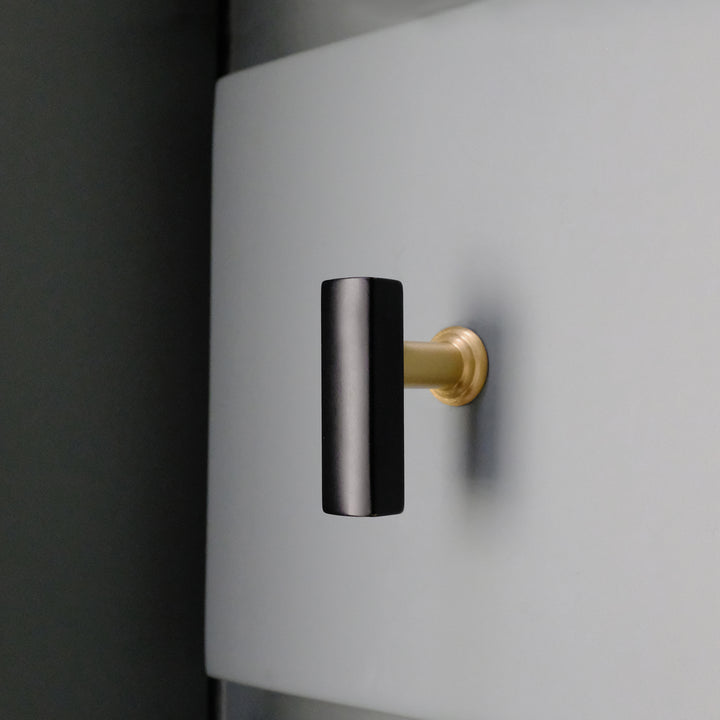 matte black, satin brass knob