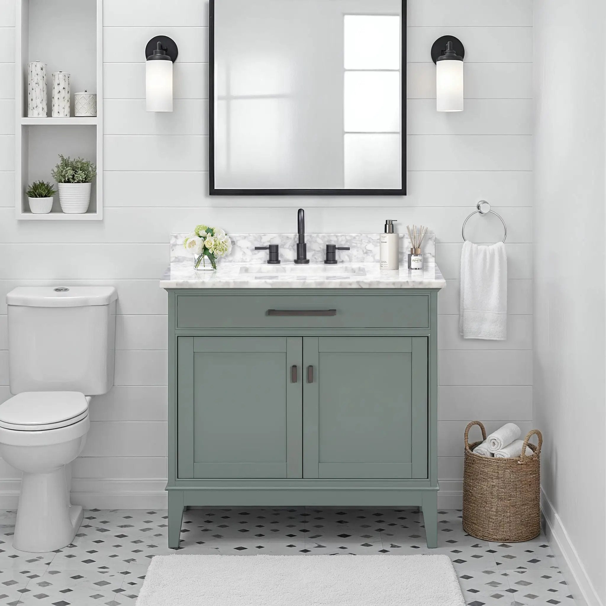 smoke green vanity set