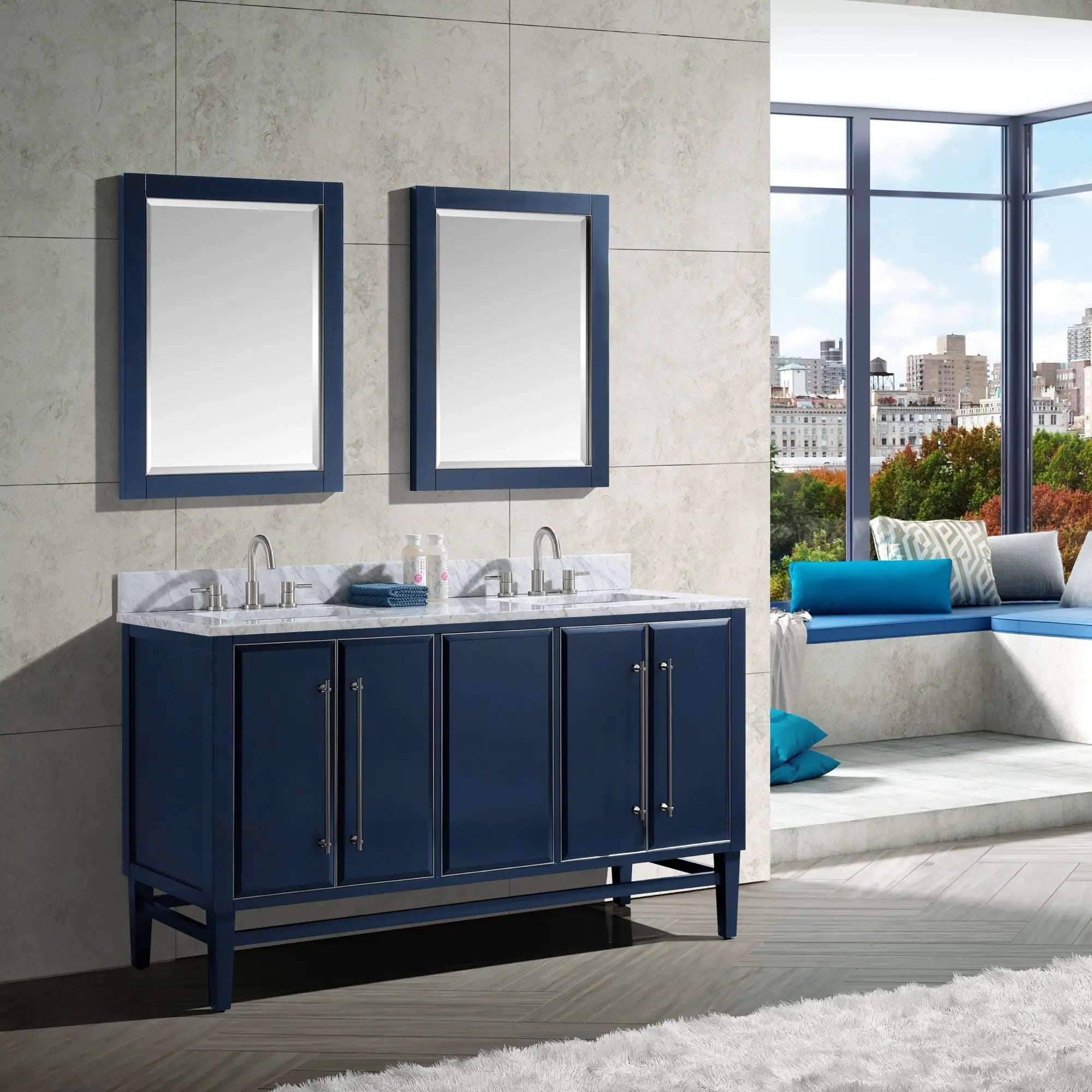 navy blue/silver trim vanity base