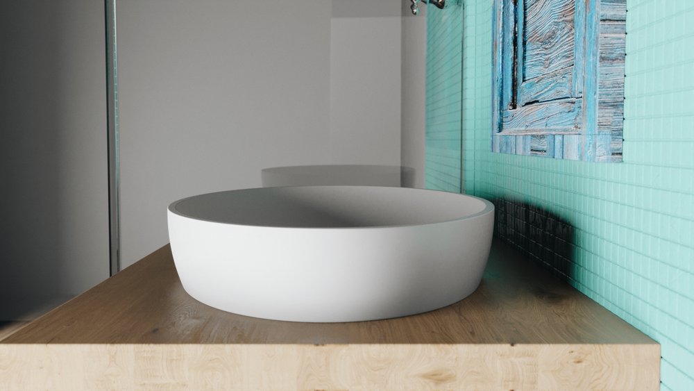 white vessel sink