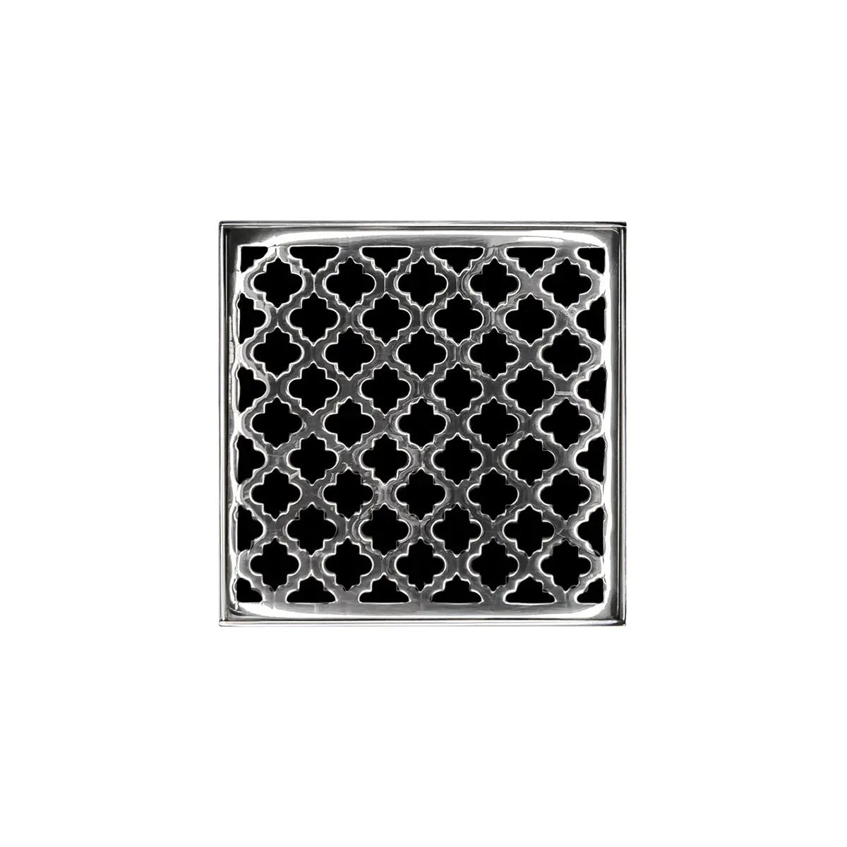 Infinity Drain 4" x 4" MDB 4 Complete Kit with Moor Pattern Decorative Plate with Stainless Steel Bonded Flange Drain Body, 2" No Hub Outlet by Infinity Drain