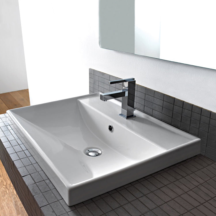Nameeks Scarabeo 23-5/8" Ceramic Wall Mounted/Drop In Bathroom Sink - Includes Overflow