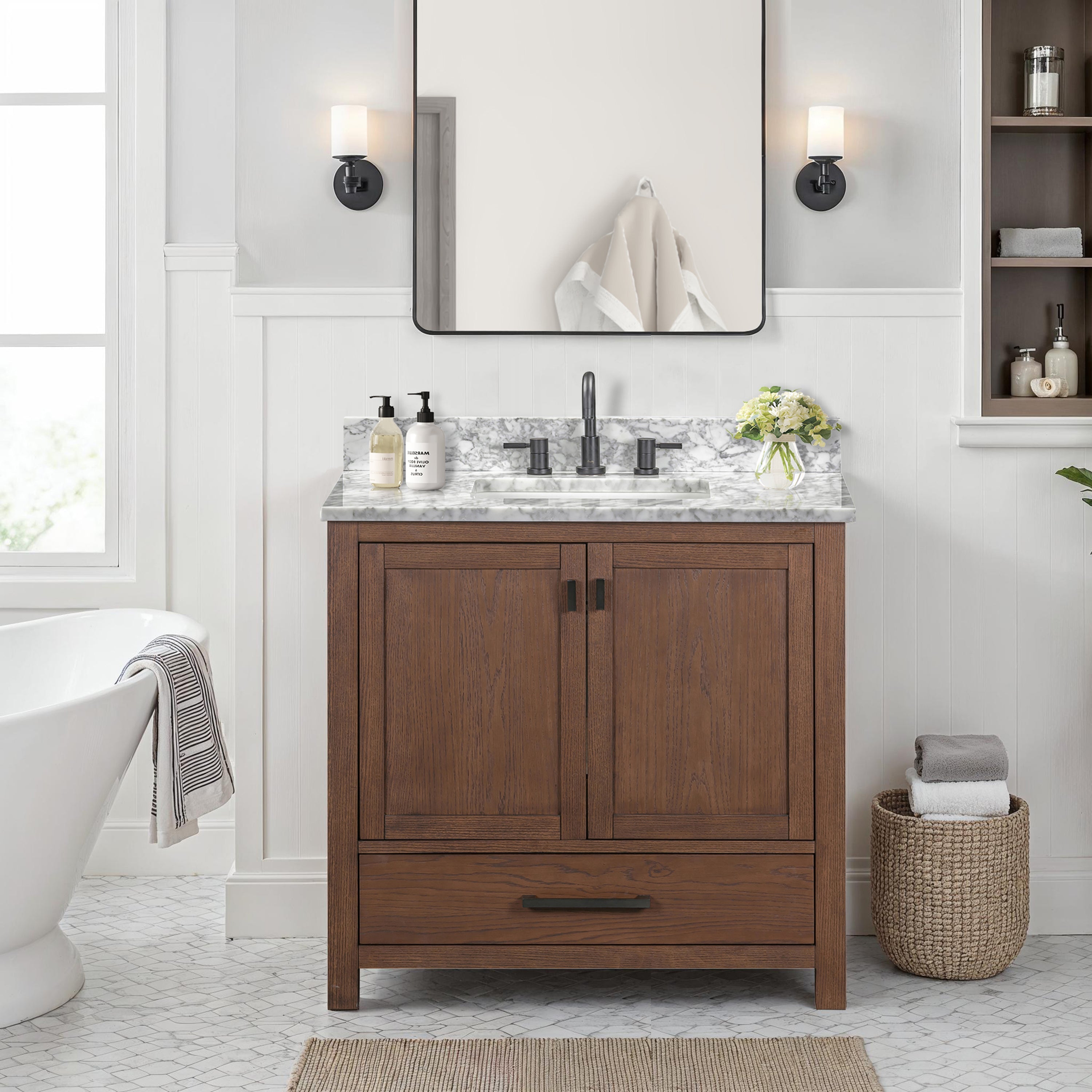 mocha oak vanity base