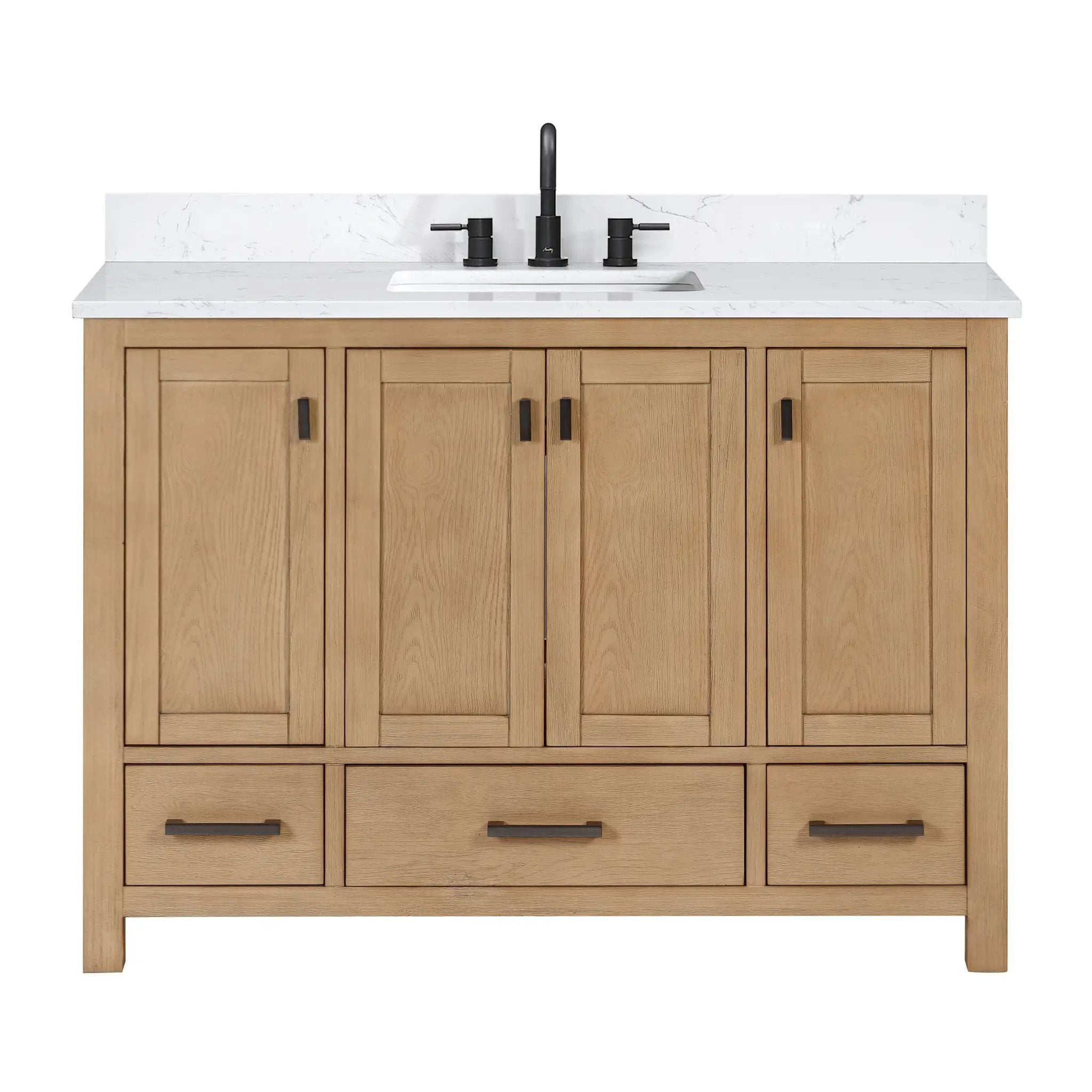 brushed oak vanity set