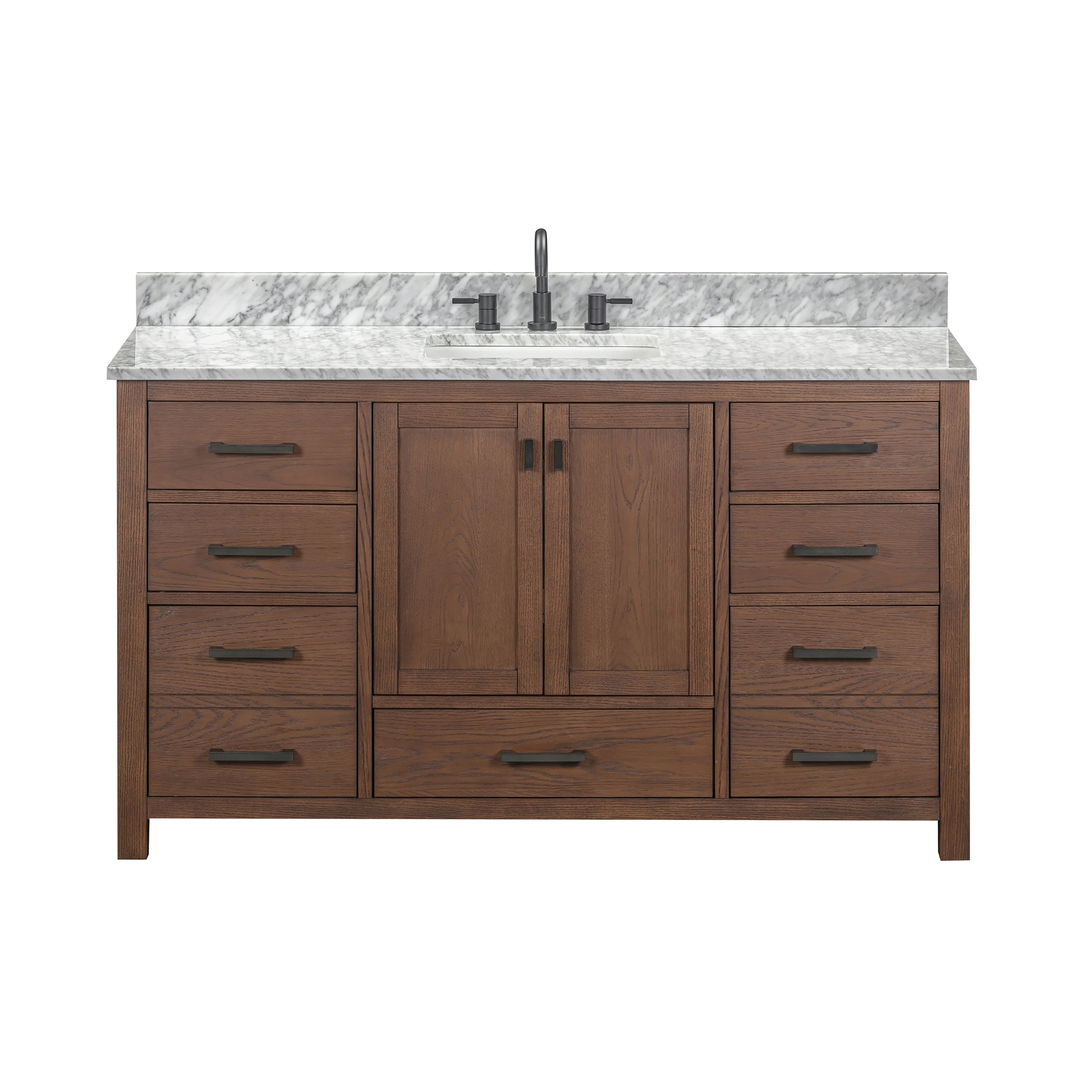 mocha oak vanity set