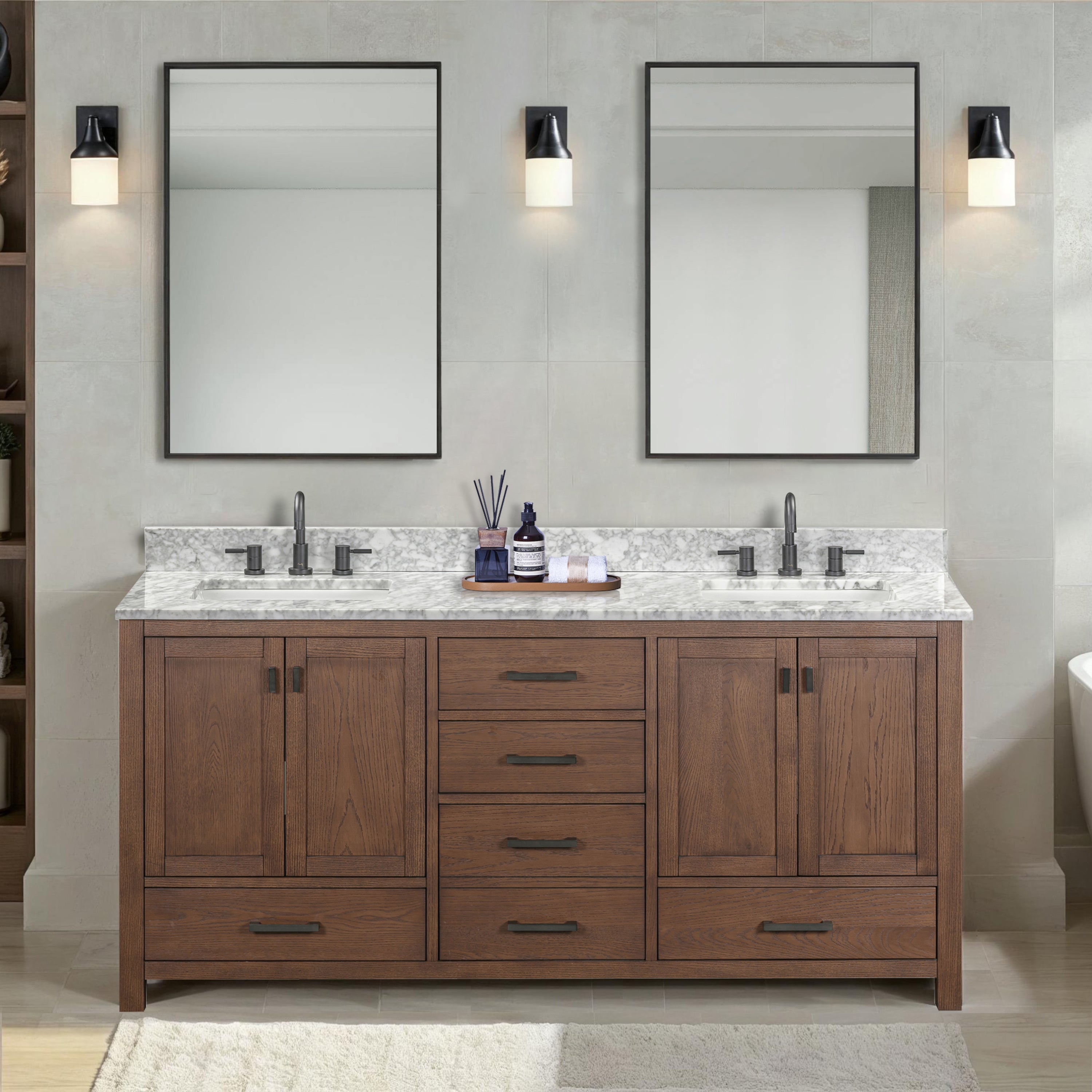 mocha oak vanity base