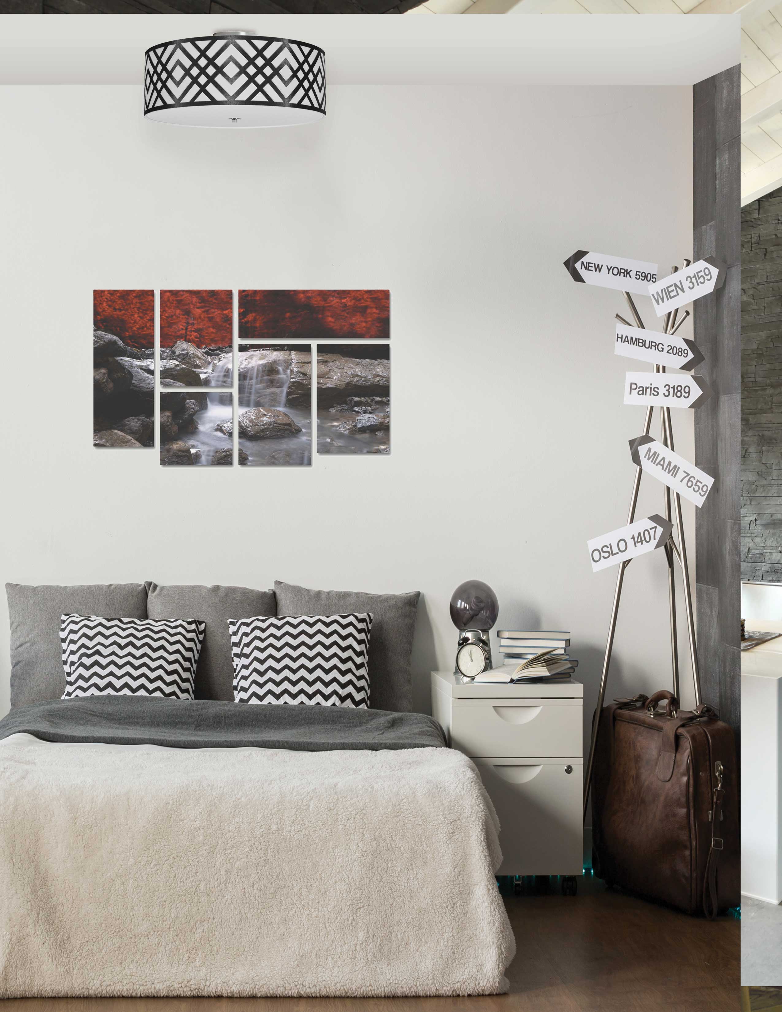 polished chrome with black and white shade flush mount