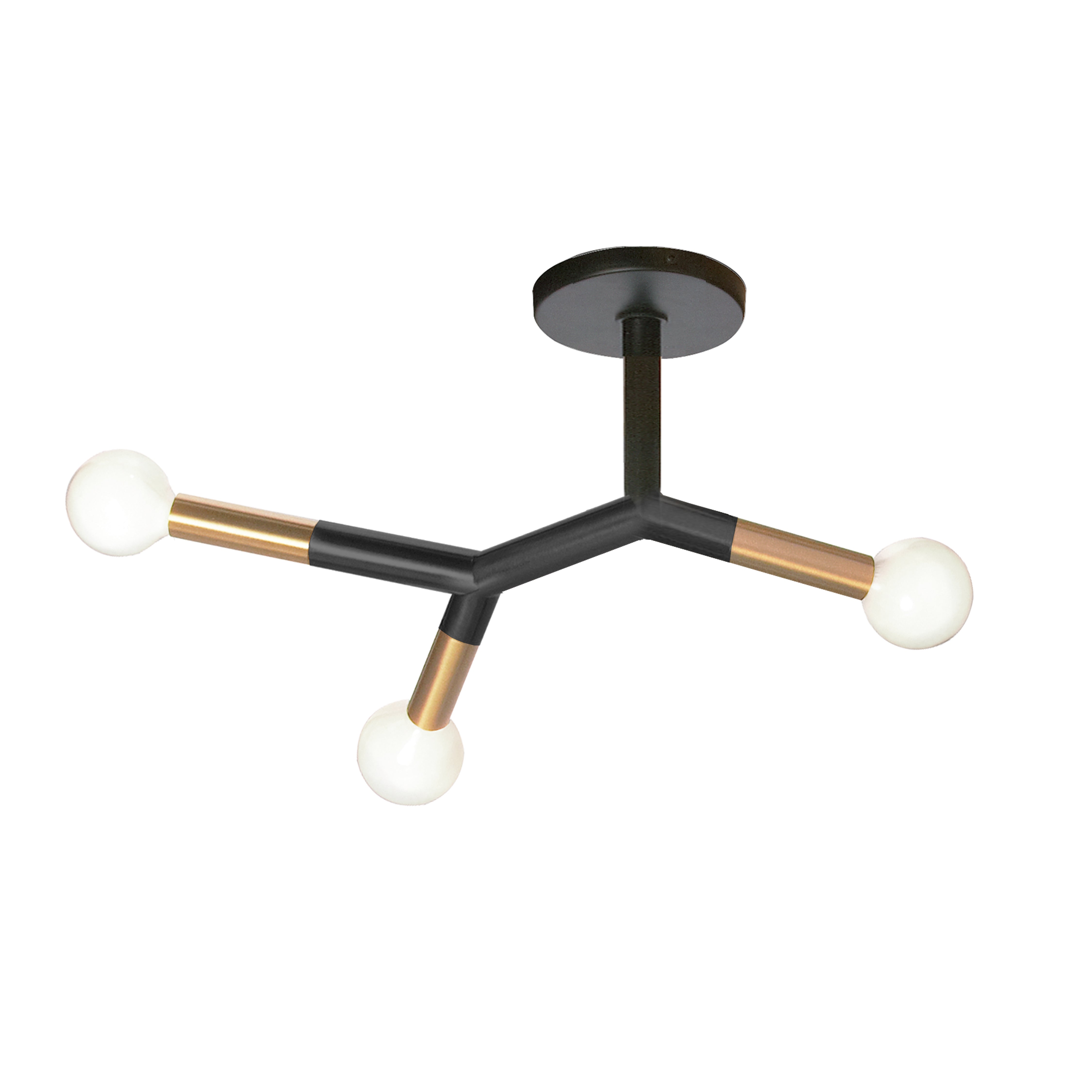 matte black/aged brass flush mount