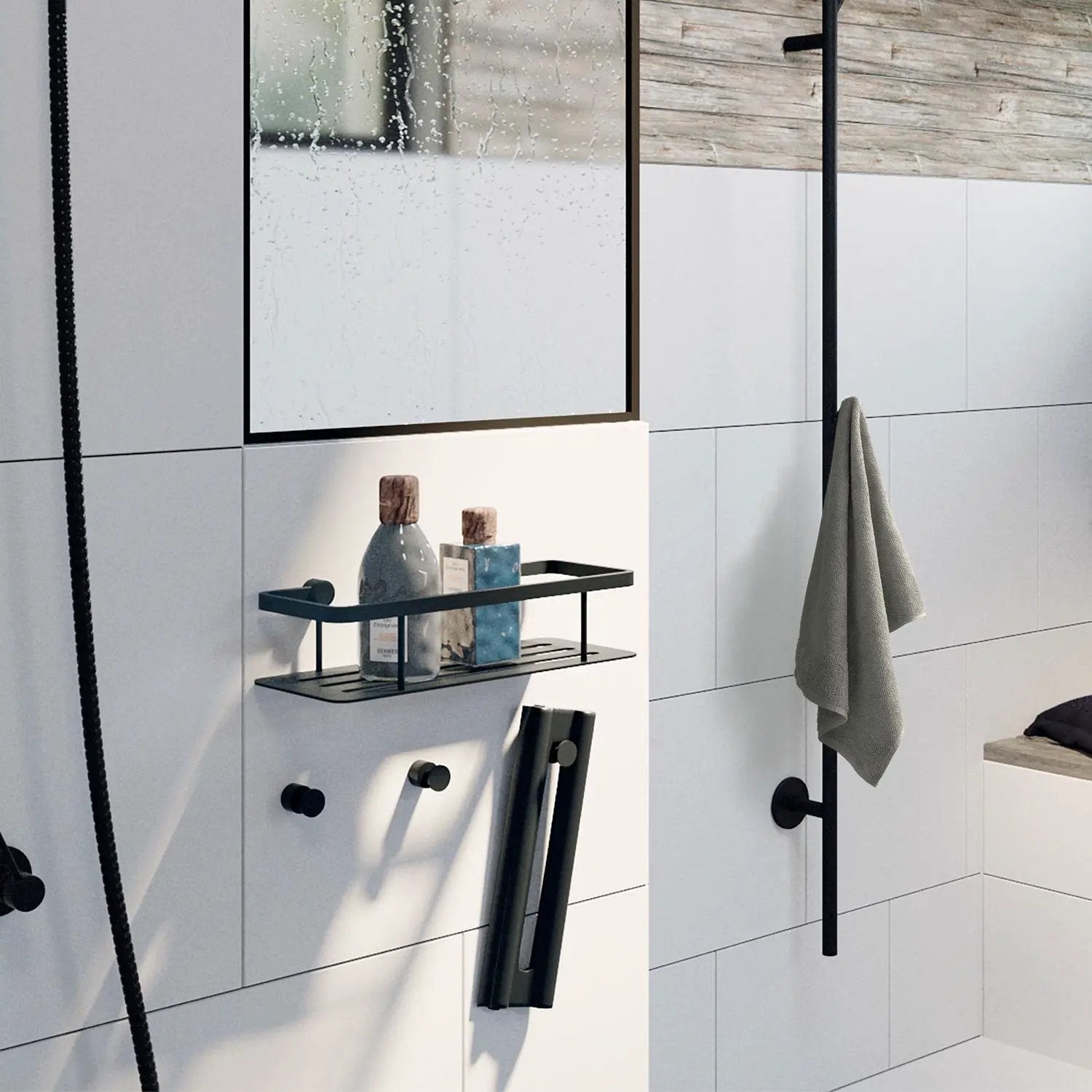 polished chrome shower basket