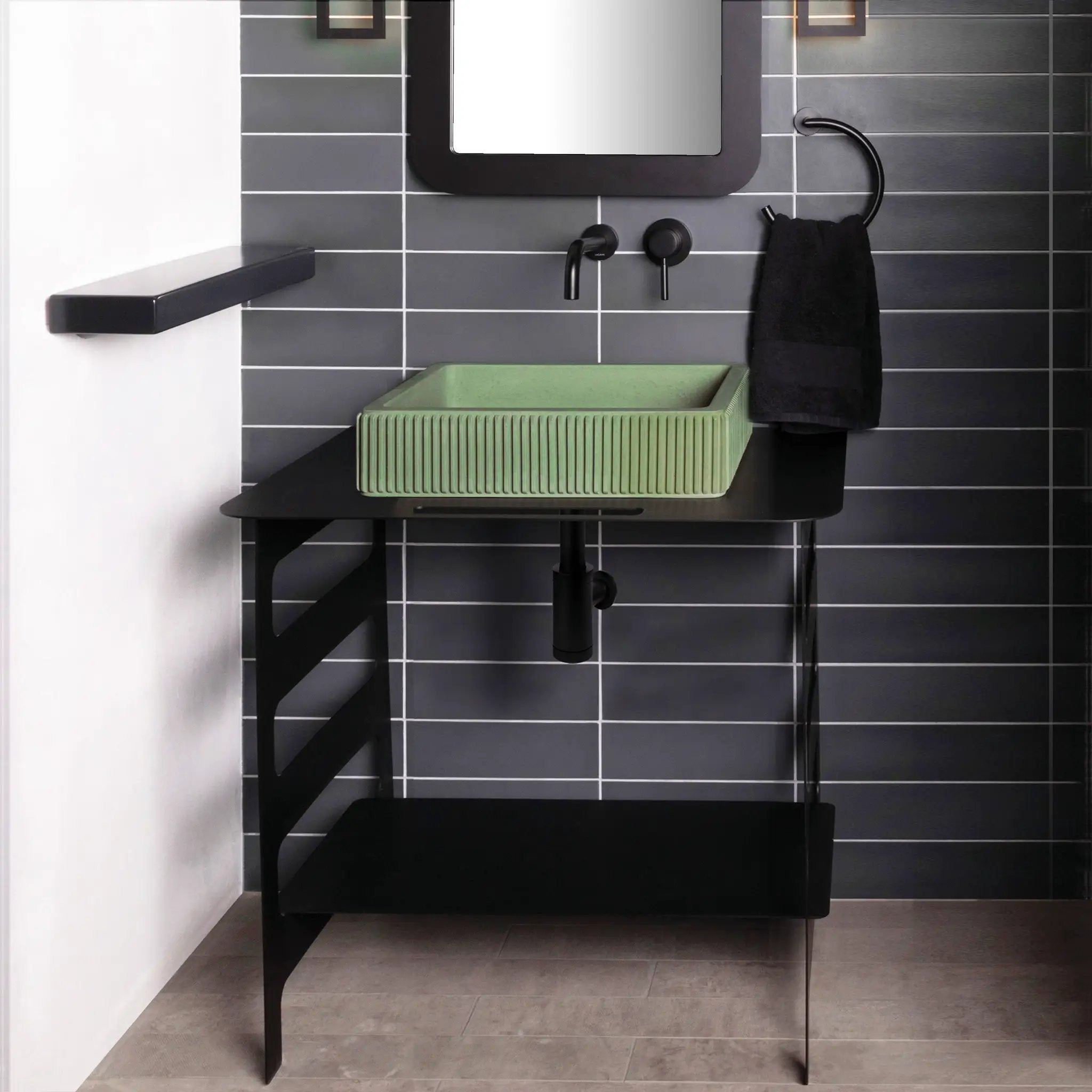 matte black vanity