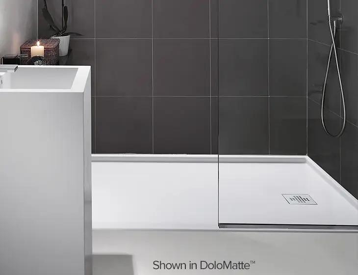 white shower base
