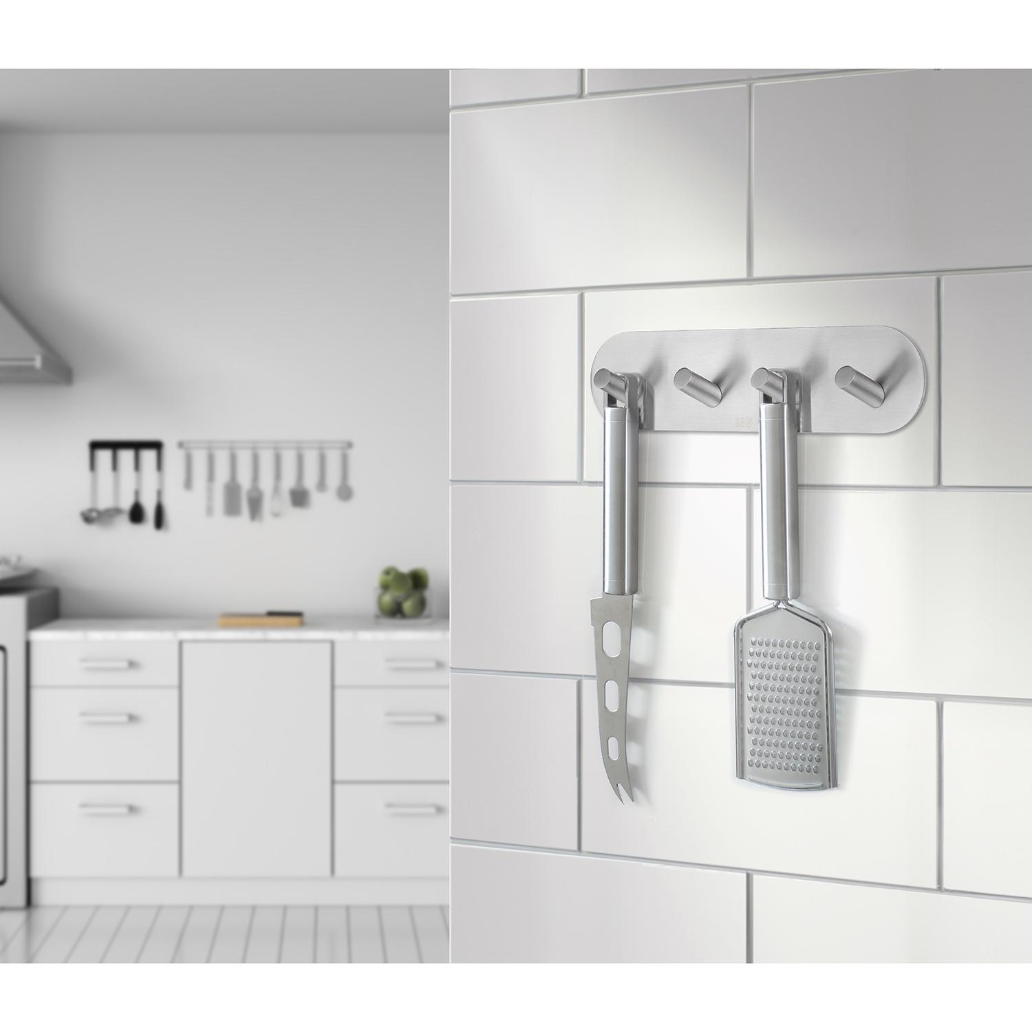 brushed stainless steel quadruple hook