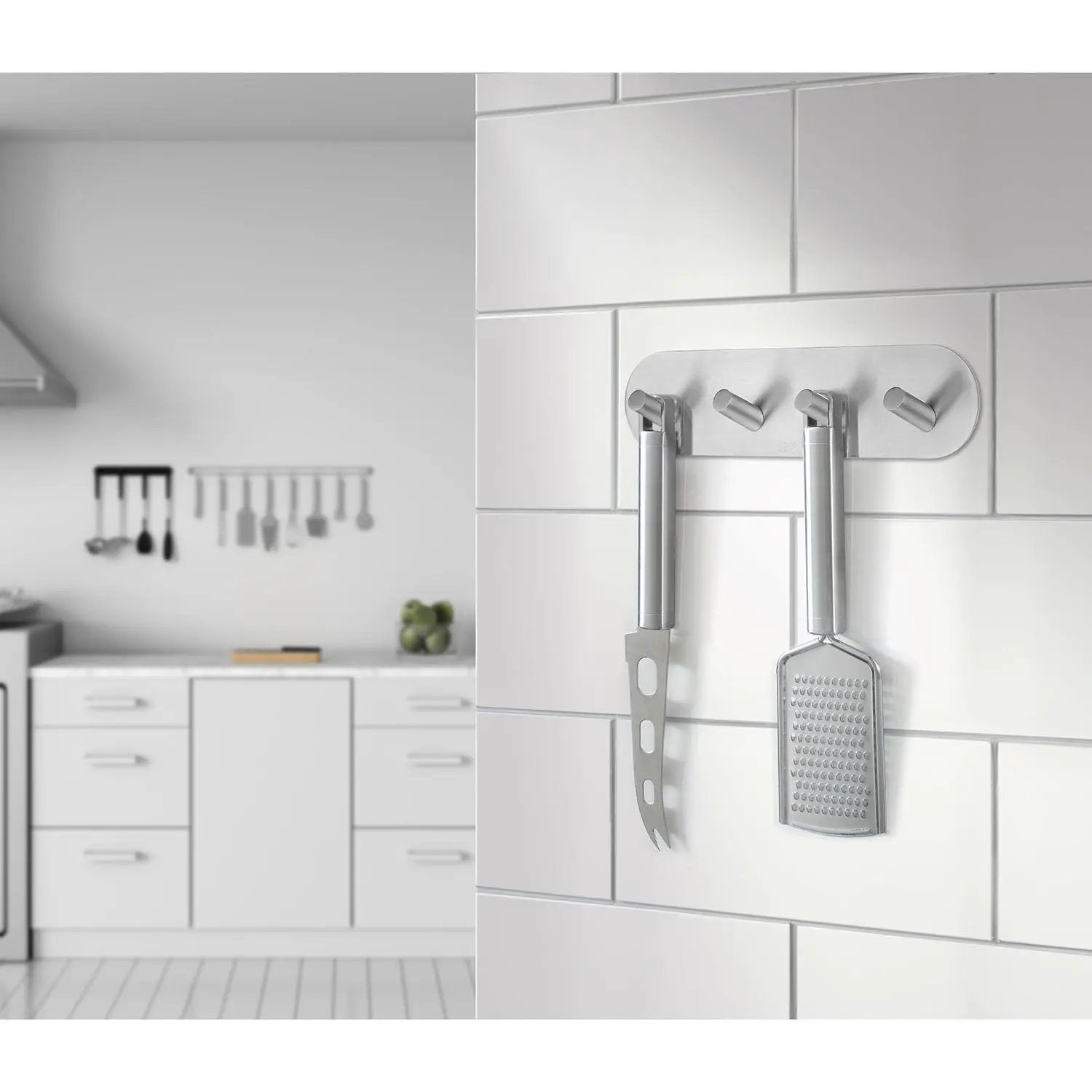 brushed stainless steel quadruple hook