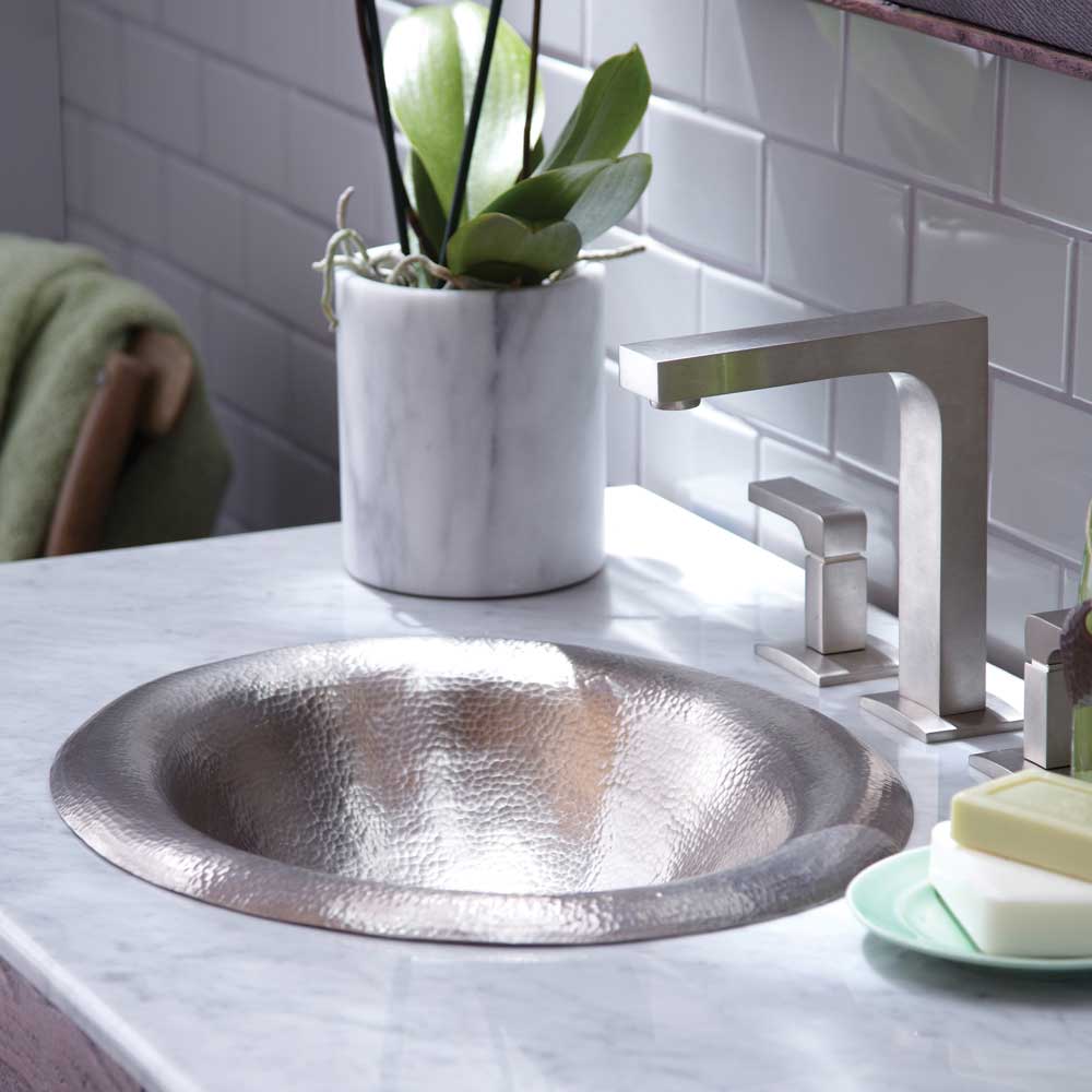 brushed nickel bathroom sink
