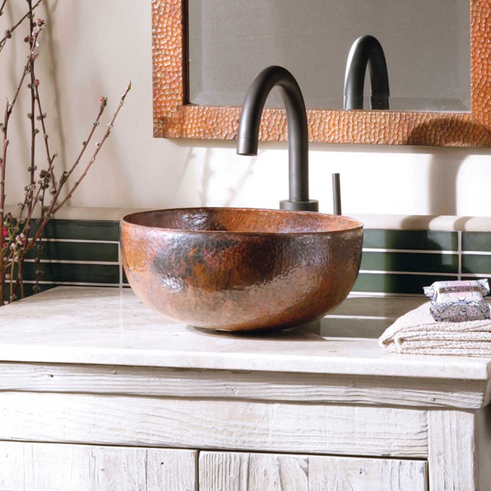 tempered copper bathroom sink