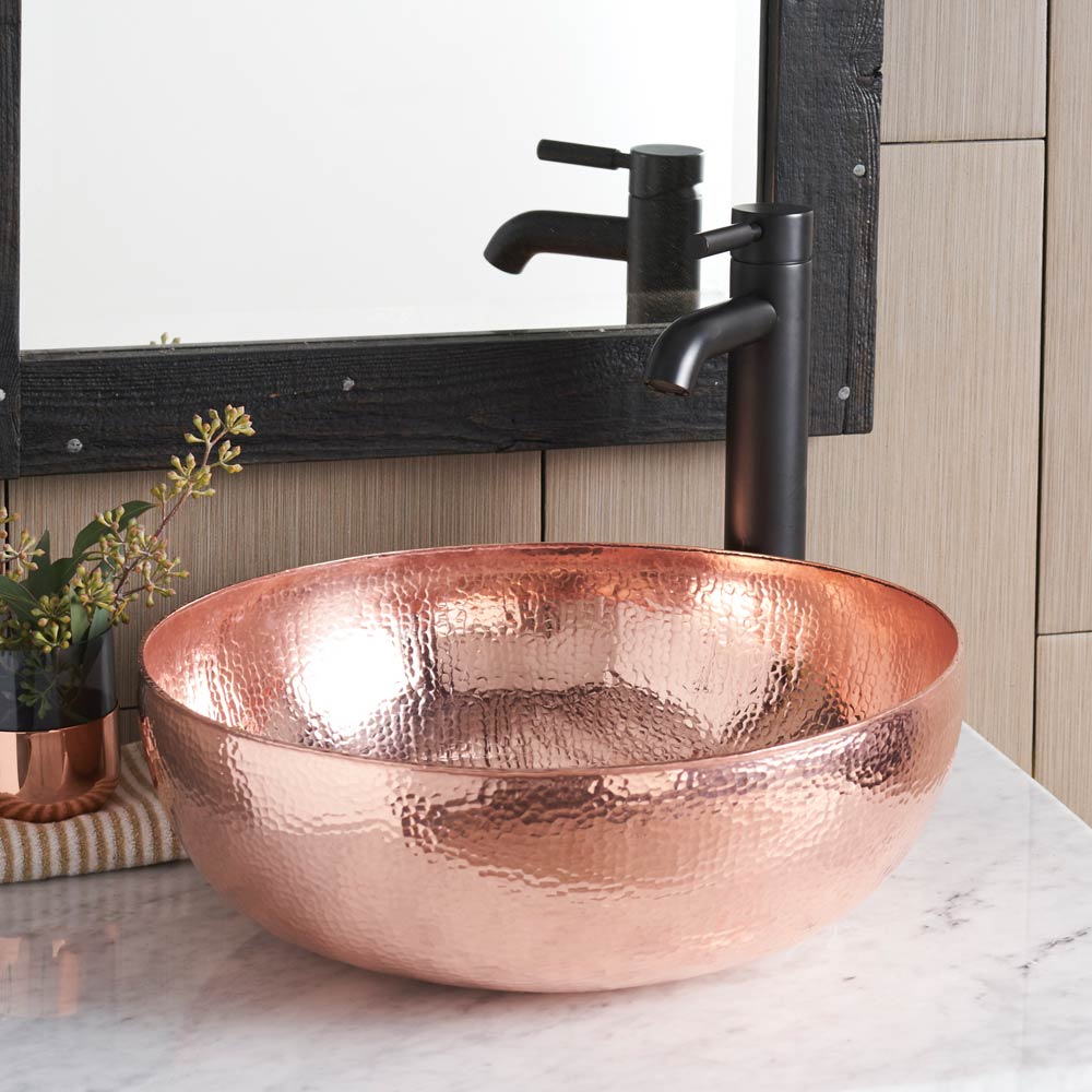 polished copper bathroom sink