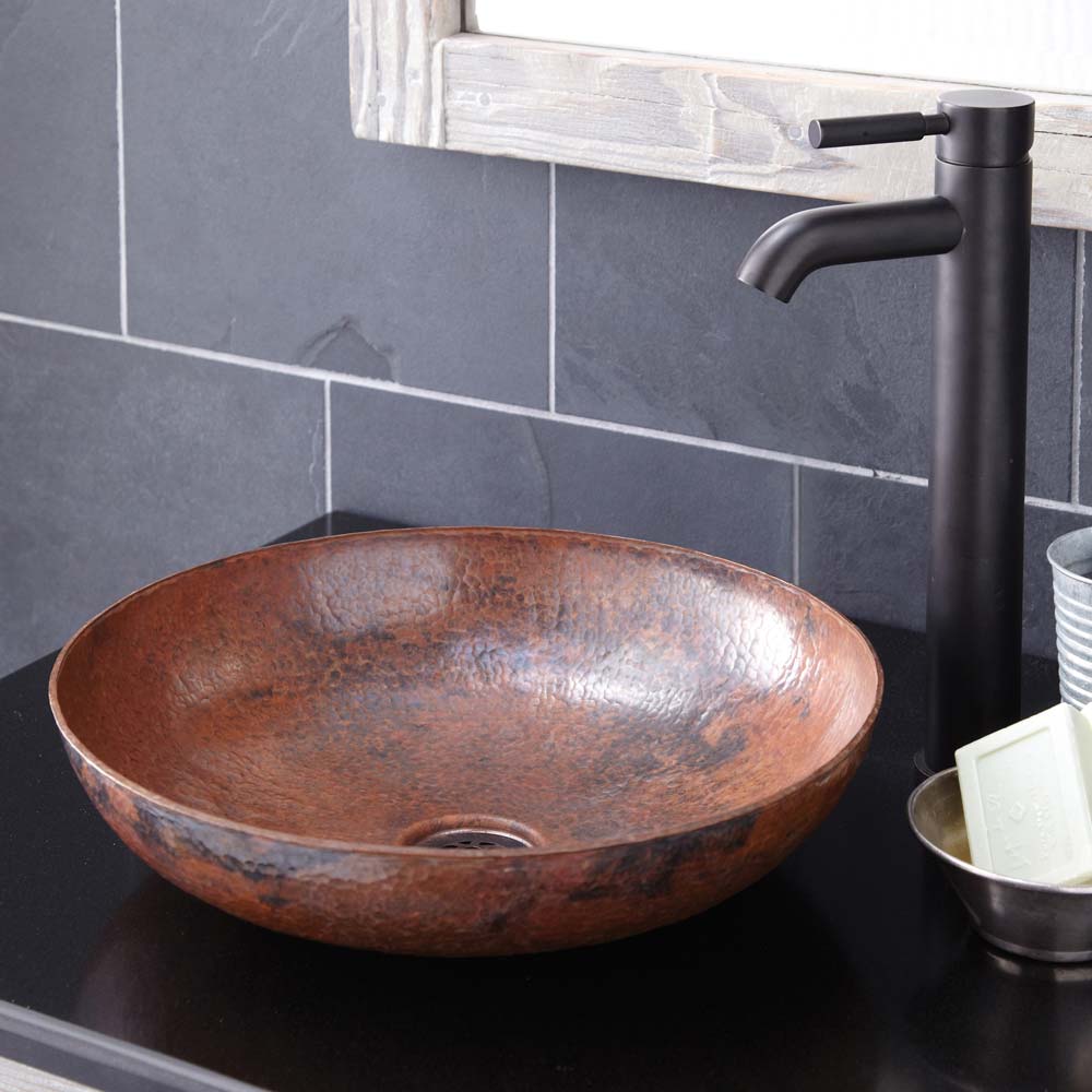 tempered copper bathroom sink