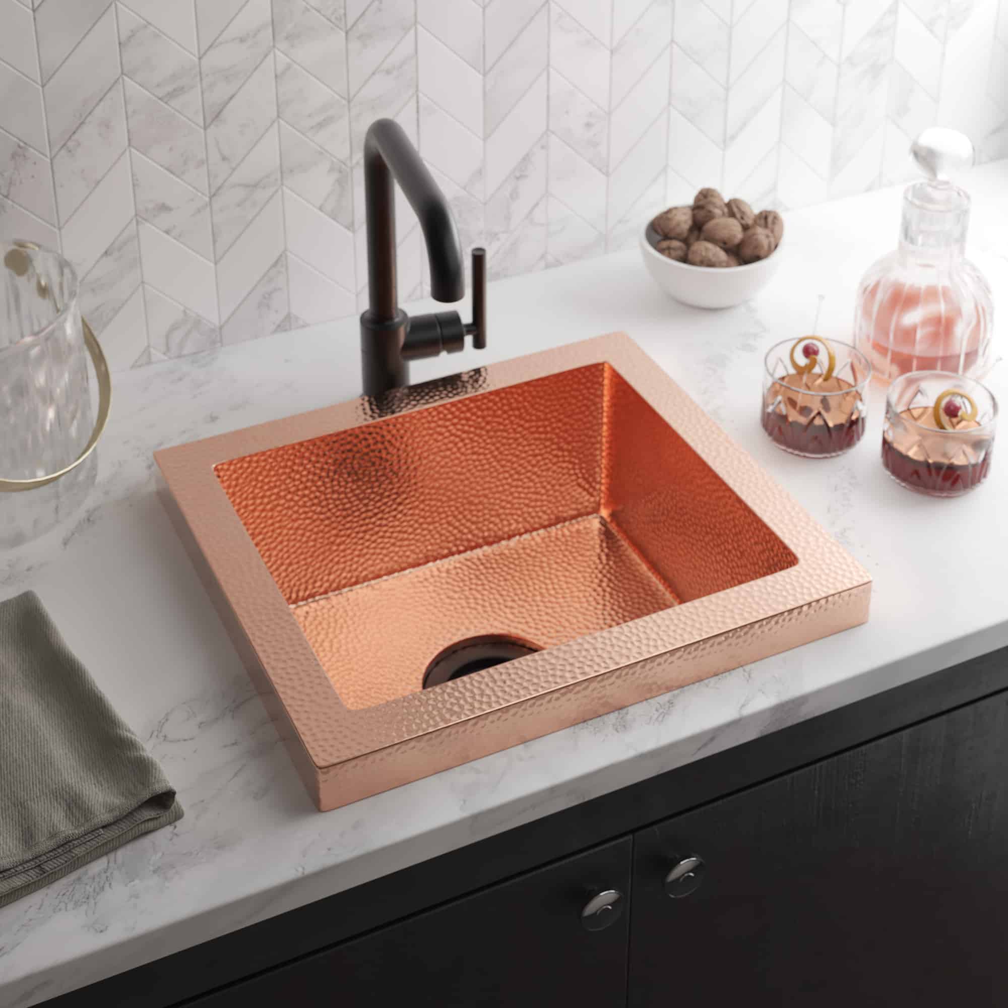 polished copper kitchen sink