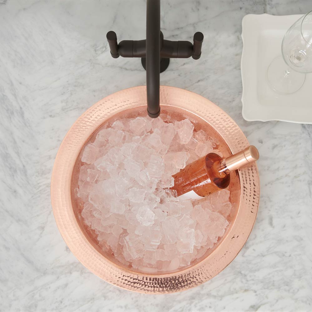 polished copper kitchen sink